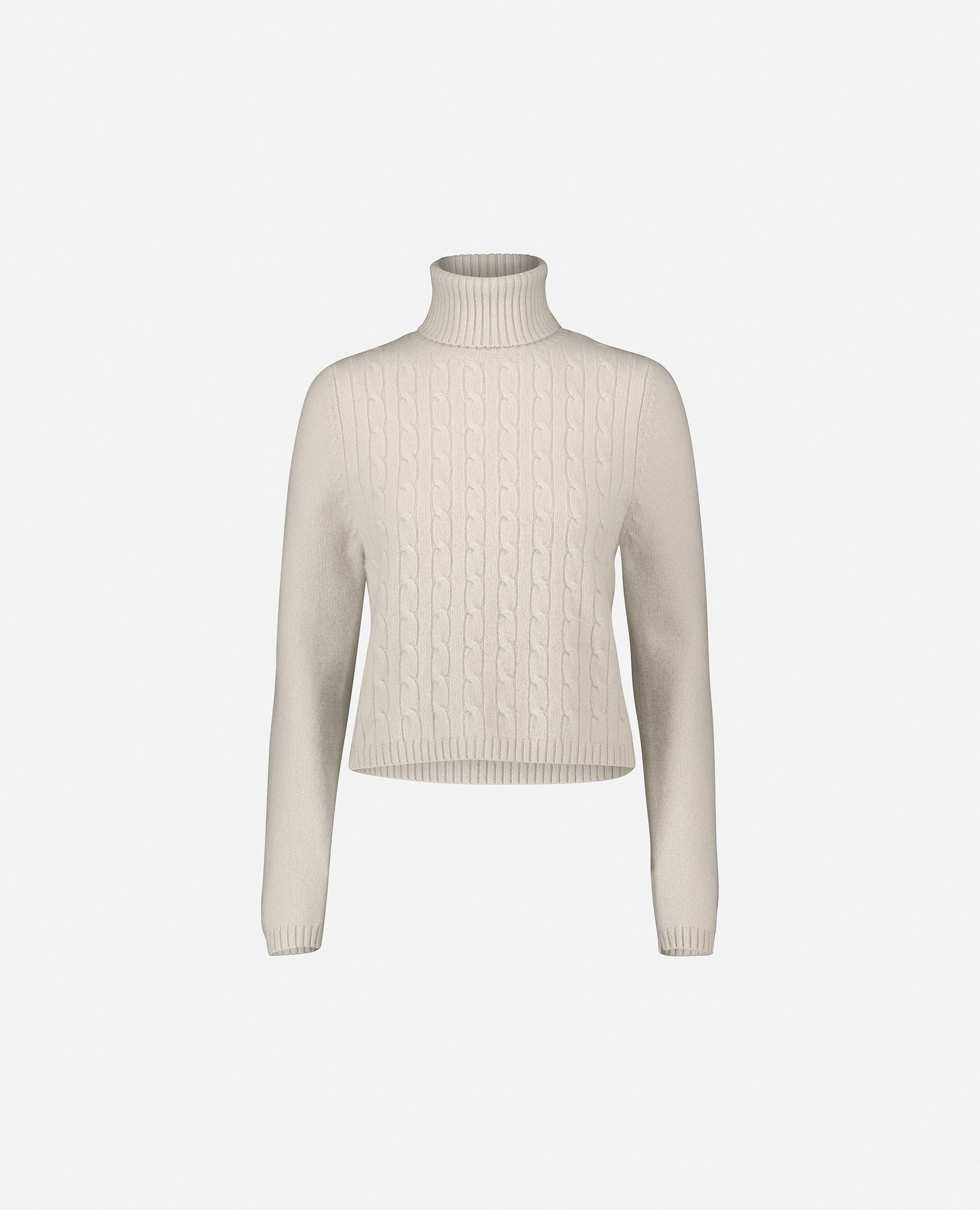 235-11422-40-S_1 - Allude - 5% Elastane 95% Cashmere Cashmere Damen Kastiger Schnitt Langarm Mittelschwerer Strick Pullover Rollkragen SAPG::235-11422 Weiß Winter 2023/2024