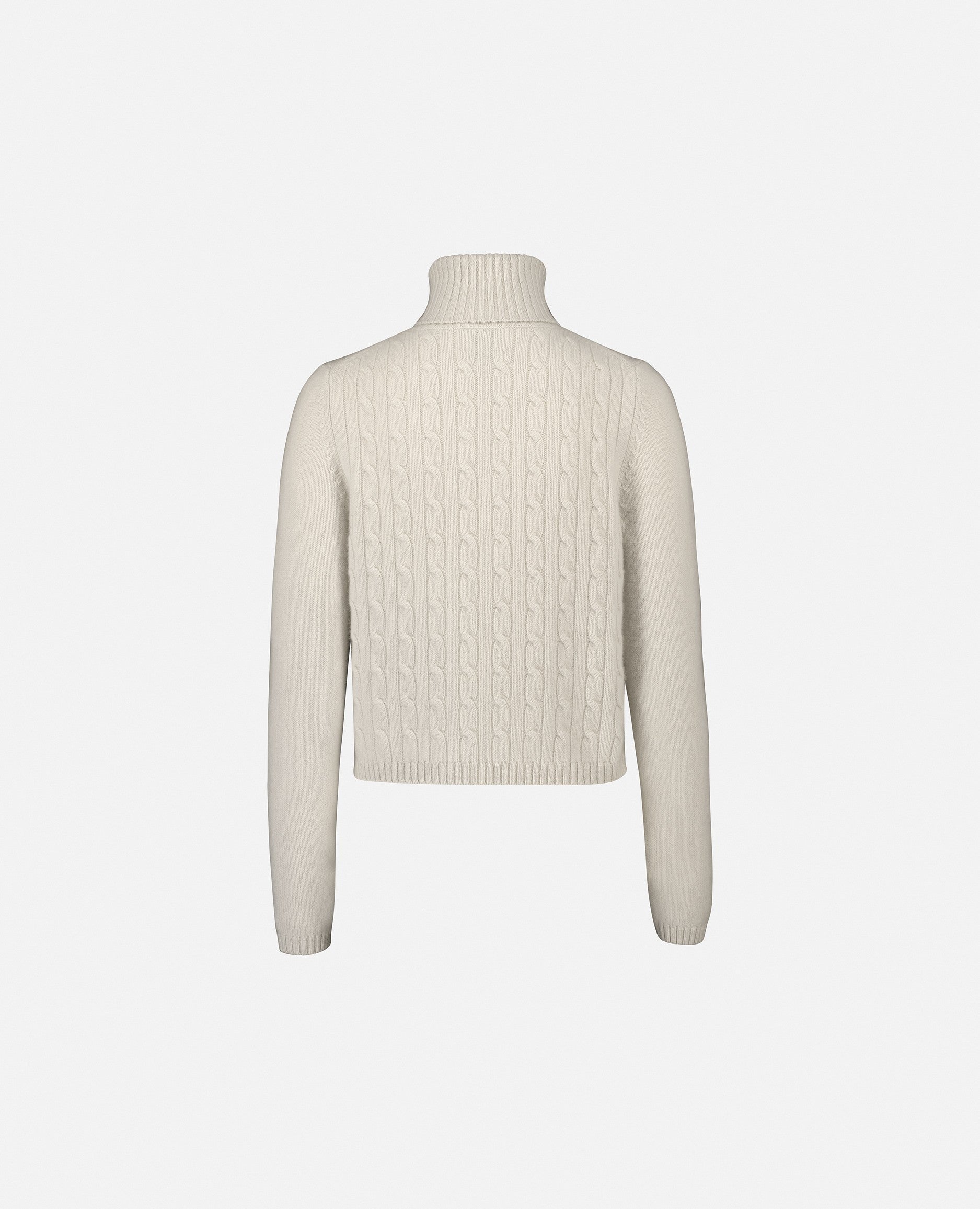 235-11422-40-S_2 - Allude - 5% Elastane 95% Cashmere Cashmere Damen Kastiger Schnitt Langarm Mittelschwerer Strick Pullover Rollkragen SAPG::235-11422 Weiß Winter 2023/2024