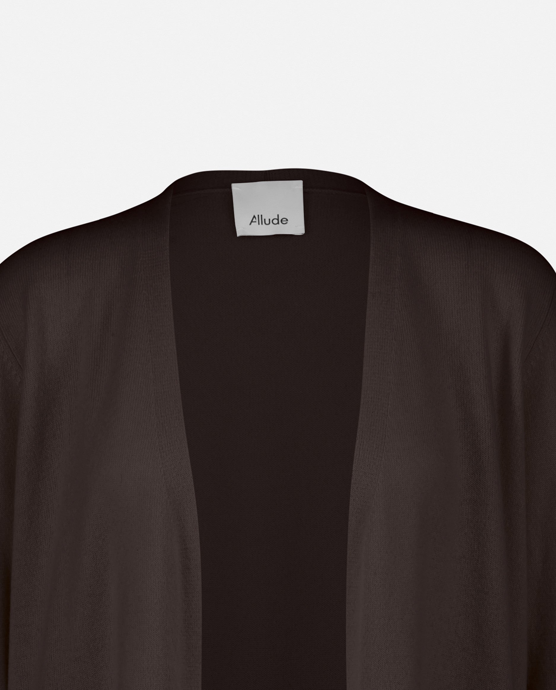 235-17012-49-S_5 - Allude - 30% Cashmere 70% Wolle Braun Damen Feinstrick Langarm Lockerer Schnitt Mantel offener Halsauschnitt SAPG::235-17012 Winter 2023/2024 Wolle