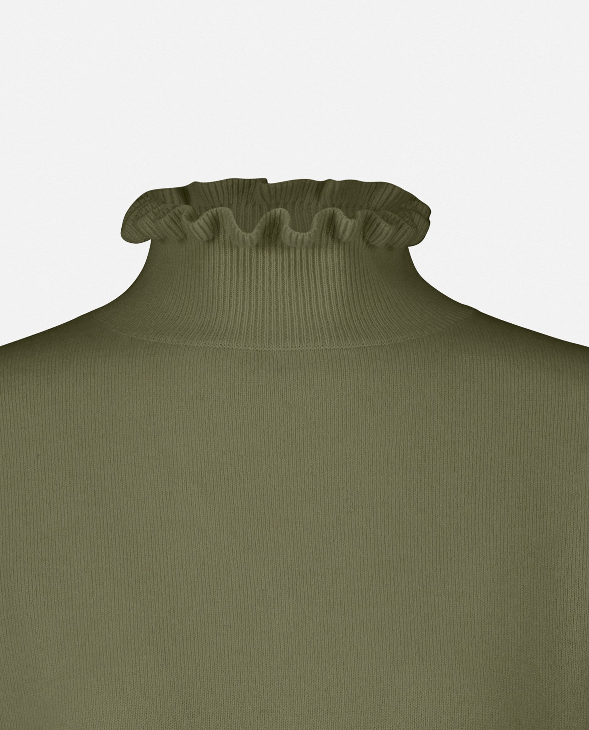 235-17055-38-S_5 - Allude - 30% Cashmere 70% Wolle Damen Feinstrick Gerade Passform Khaki Langarm Pullover SAPG::235-17055 Stehkragen Winter 2023/2024 Wolle