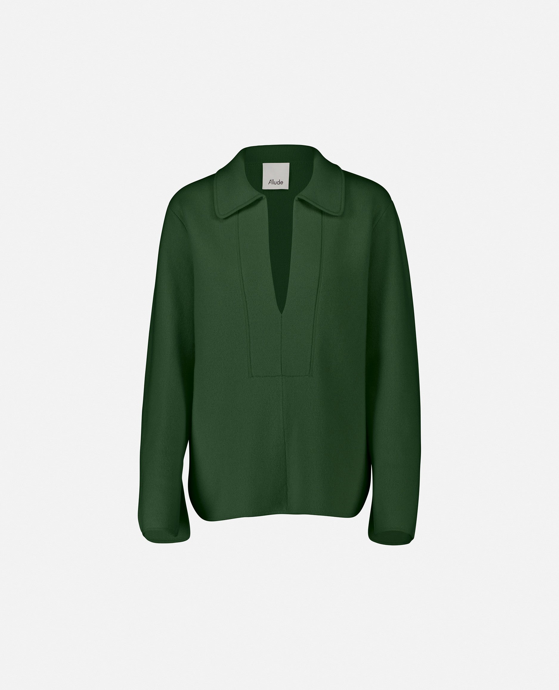 235-17602-34-S_1 - Allude - 30% Cashmere 70% Wolle Damen Feinstrick Gerade Passform Grün Langarm Pullover SAPG::235-17602 Serafino Winter 2023/2024 Wolle
