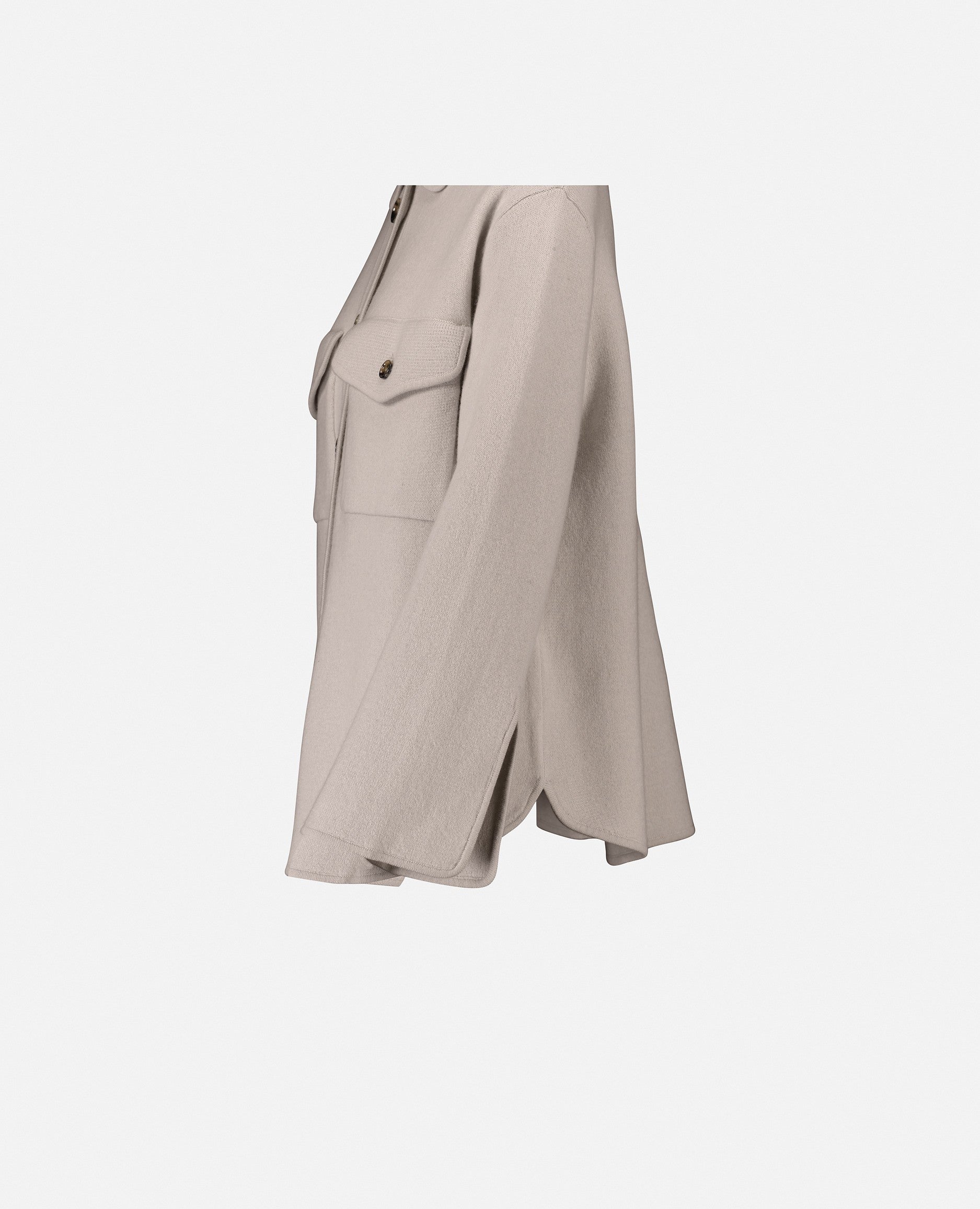 235-17612-41-S_3 - Allude - 30% Cashmere 70% Wolle Creme Damen Feinstrick Hemd Kreme Langarm Lockerer Schnitt SAPG::235-17612 Winter 2023/2024 Wolle