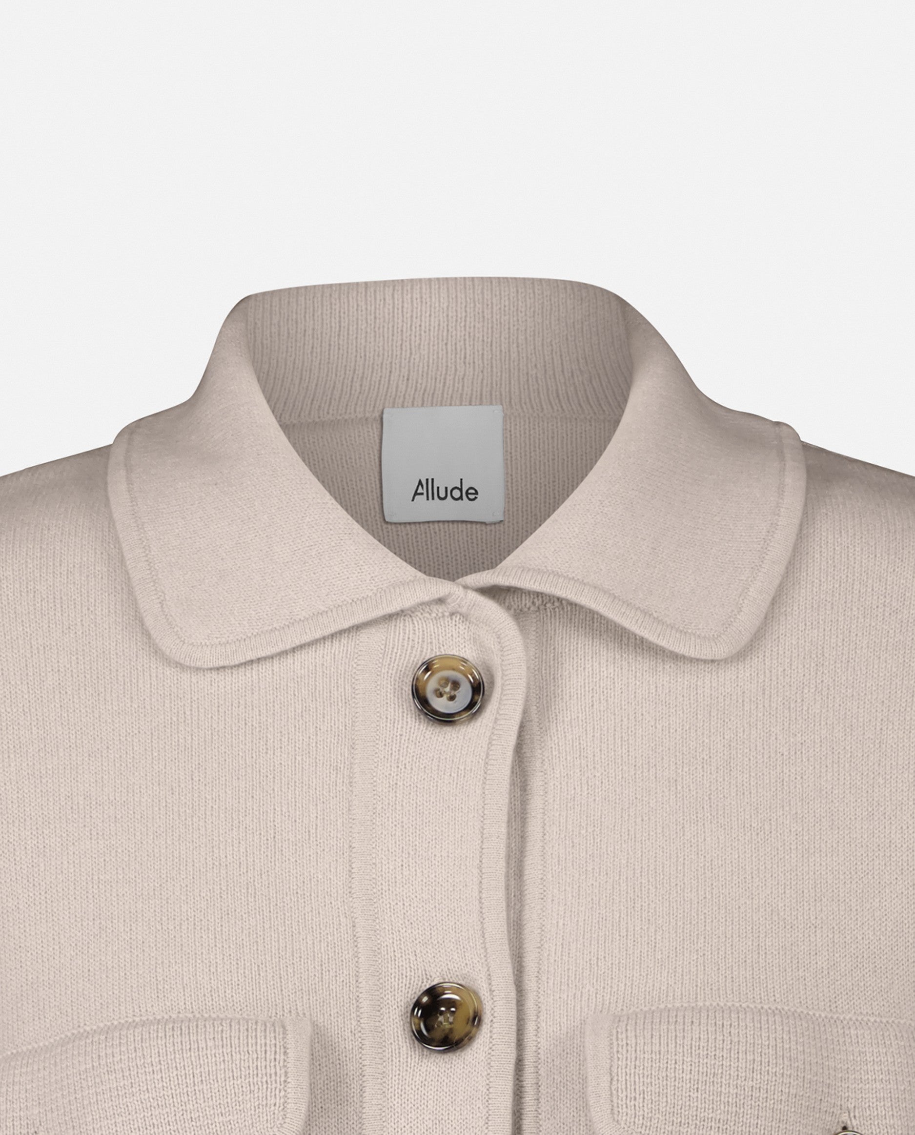 235-17612-41-S_5 - Allude - 30% Cashmere 70% Wolle Creme Damen Feinstrick Hemd Kreme Langarm Lockerer Schnitt SAPG::235-17612 Winter 2023/2024 Wolle