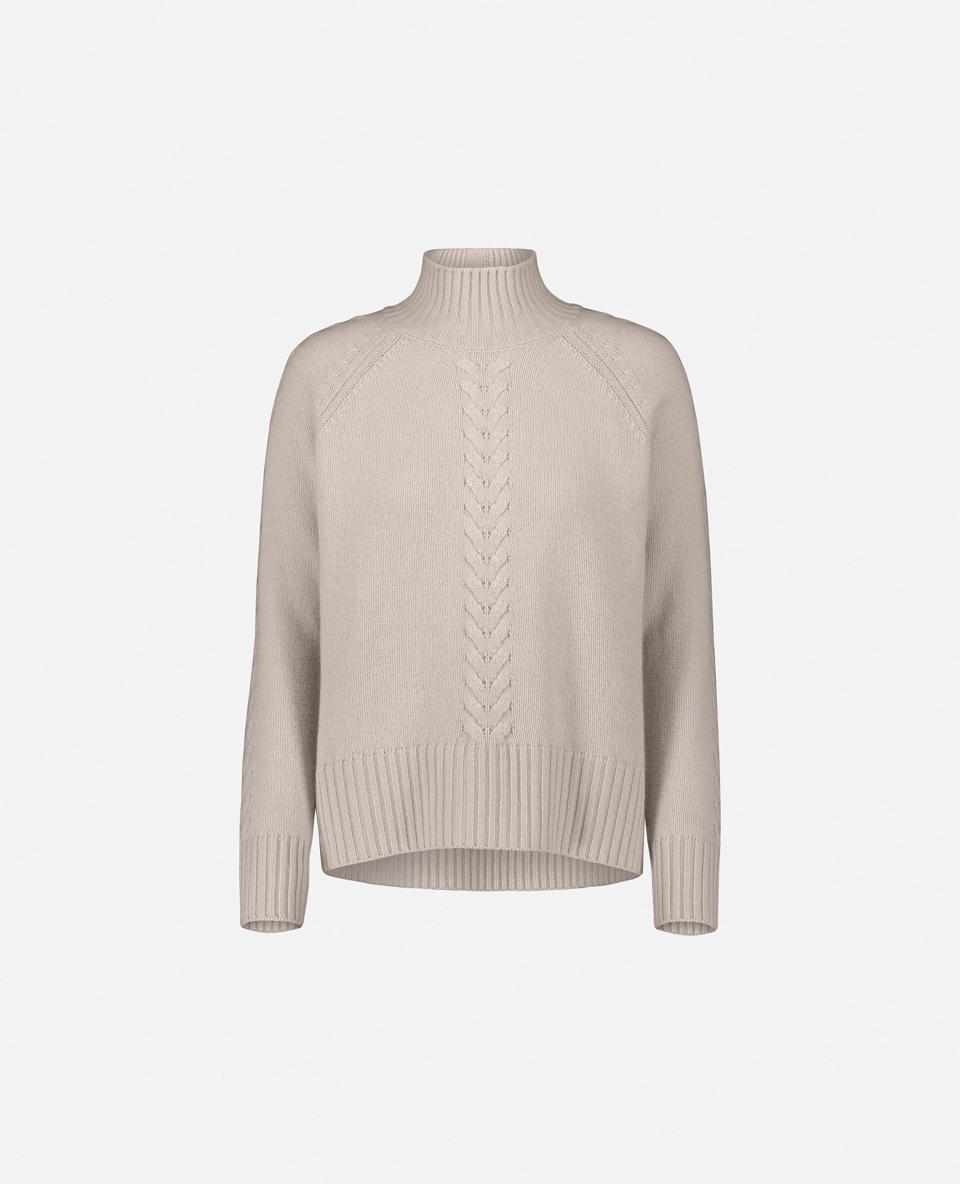 235-17623-41-S_1 - Allude - 30% Cashmere 70% Wolle Creme Damen Gerade Passform Kreme Langarm Mittelschwerer Strick Pullover SAPG::235-17623 Stehkragen Winter 2023/2024 Wolle
