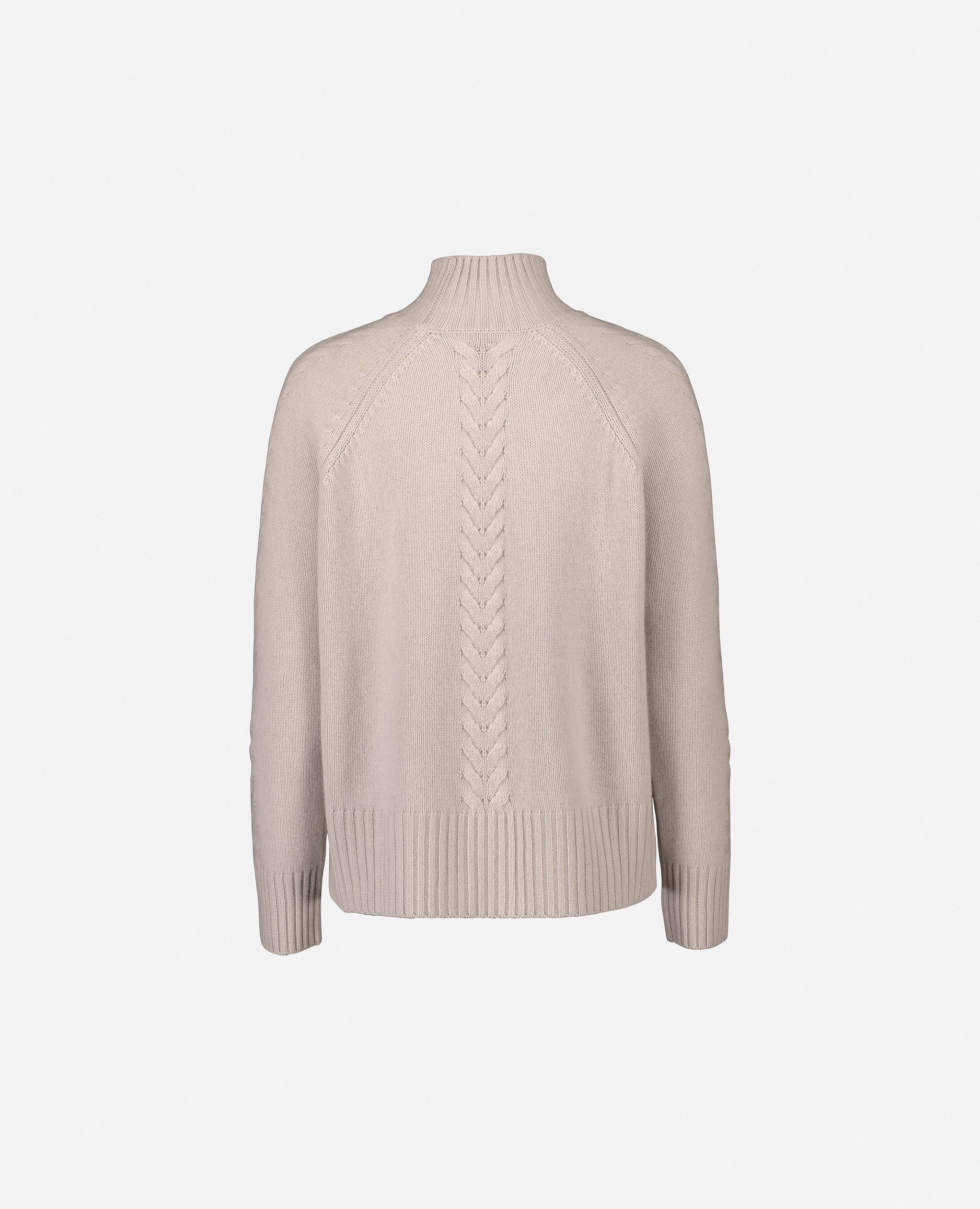 235-17623-41-S_2 - Allude - 30% Cashmere 70% Wolle Creme Damen Gerade Passform Kreme Langarm Mittelschwerer Strick Pullover SAPG::235-17623 Stehkragen Winter 2023/2024 Wolle