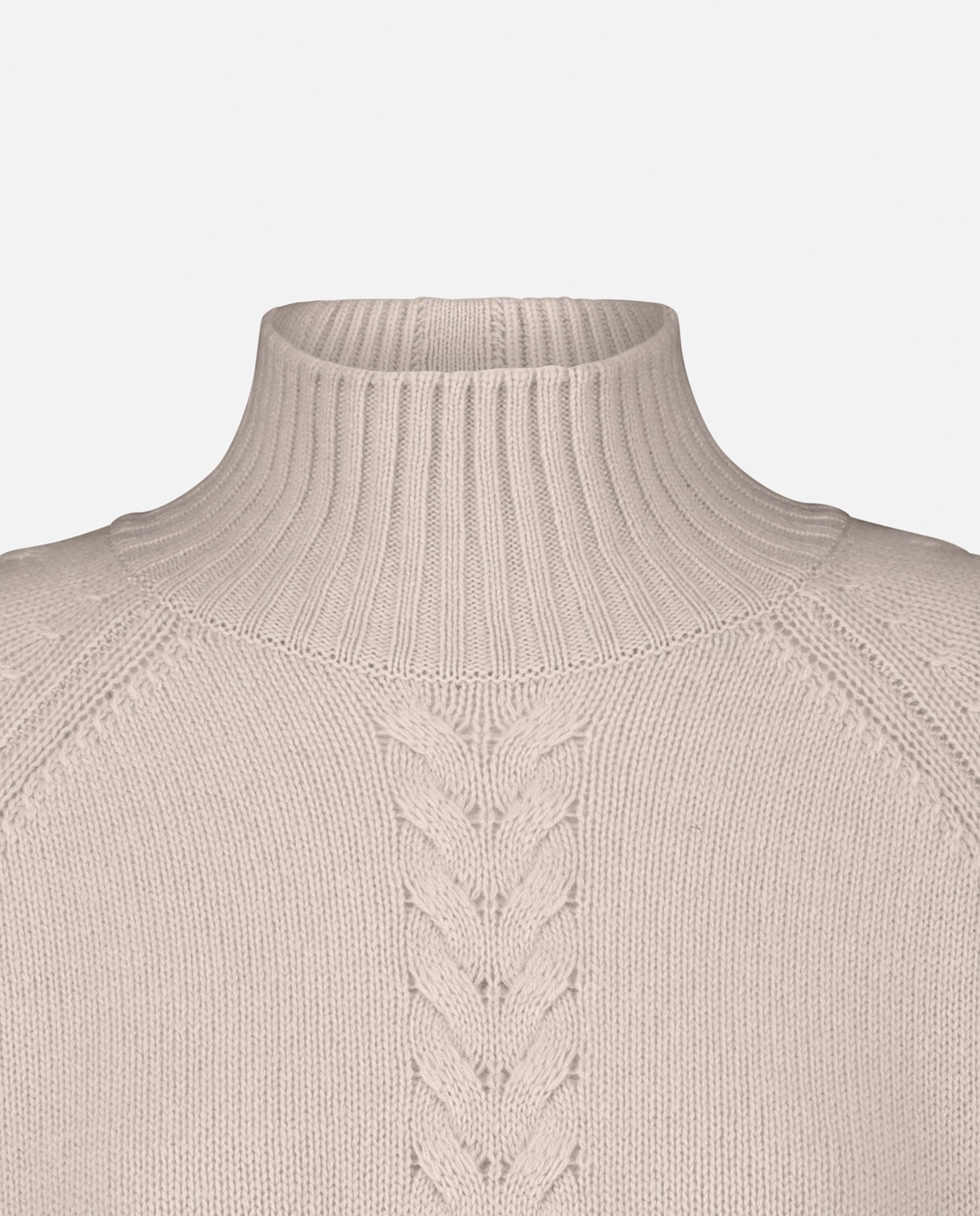 235-17623-41-S_5 - Allude - 30% Cashmere 70% Wolle Creme Damen Gerade Passform Kreme Langarm Mittelschwerer Strick Pullover SAPG::235-17623 Stehkragen Winter 2023/2024 Wolle