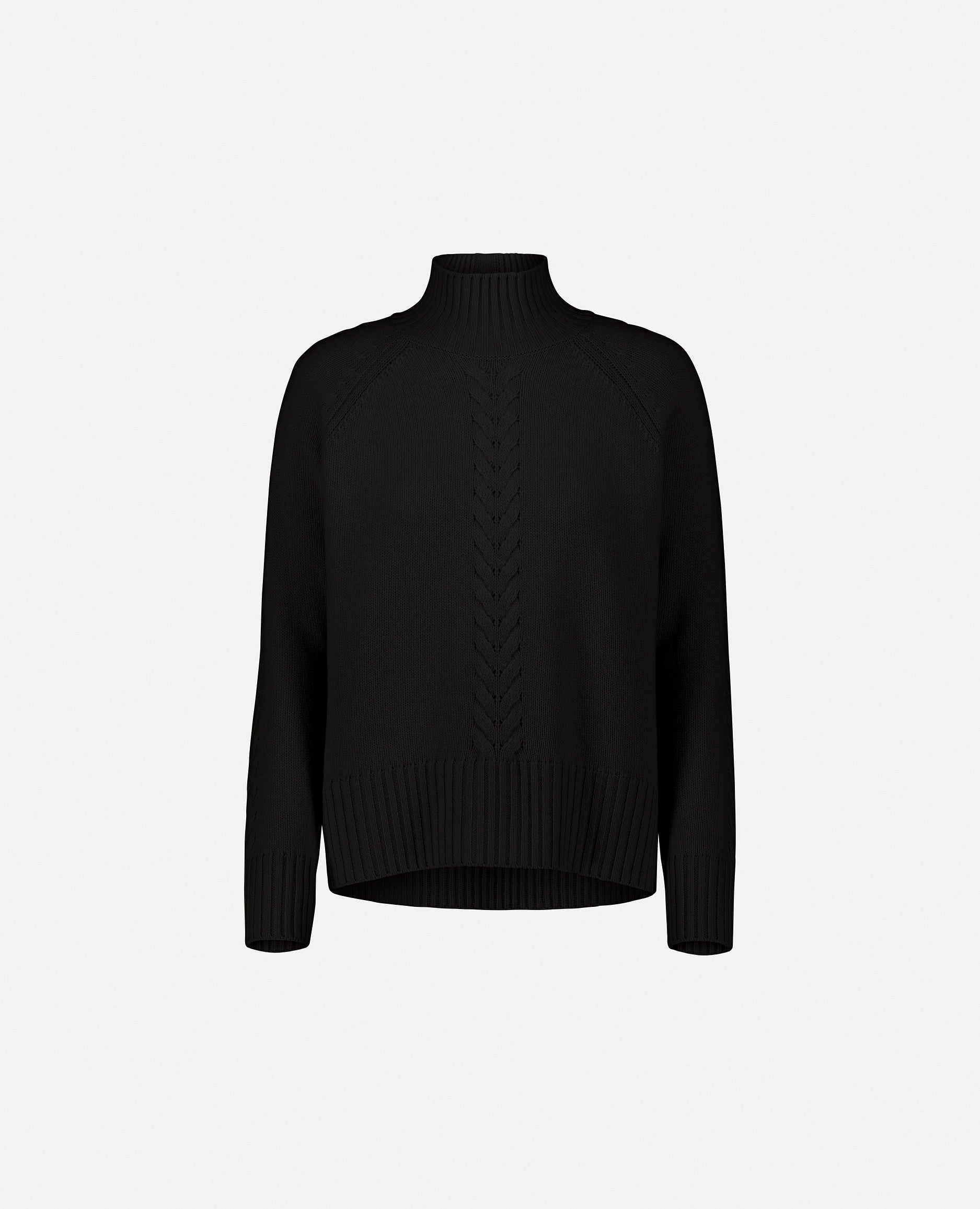 235-17623-90-S_1 - Allude - 30% Cashmere 70% Wolle Damen Gerade Passform Langarm Mittelschwerer Strick Pullover SAPG::235-17623 Schwarz Stehkragen Winter 2023/2024 Wolle