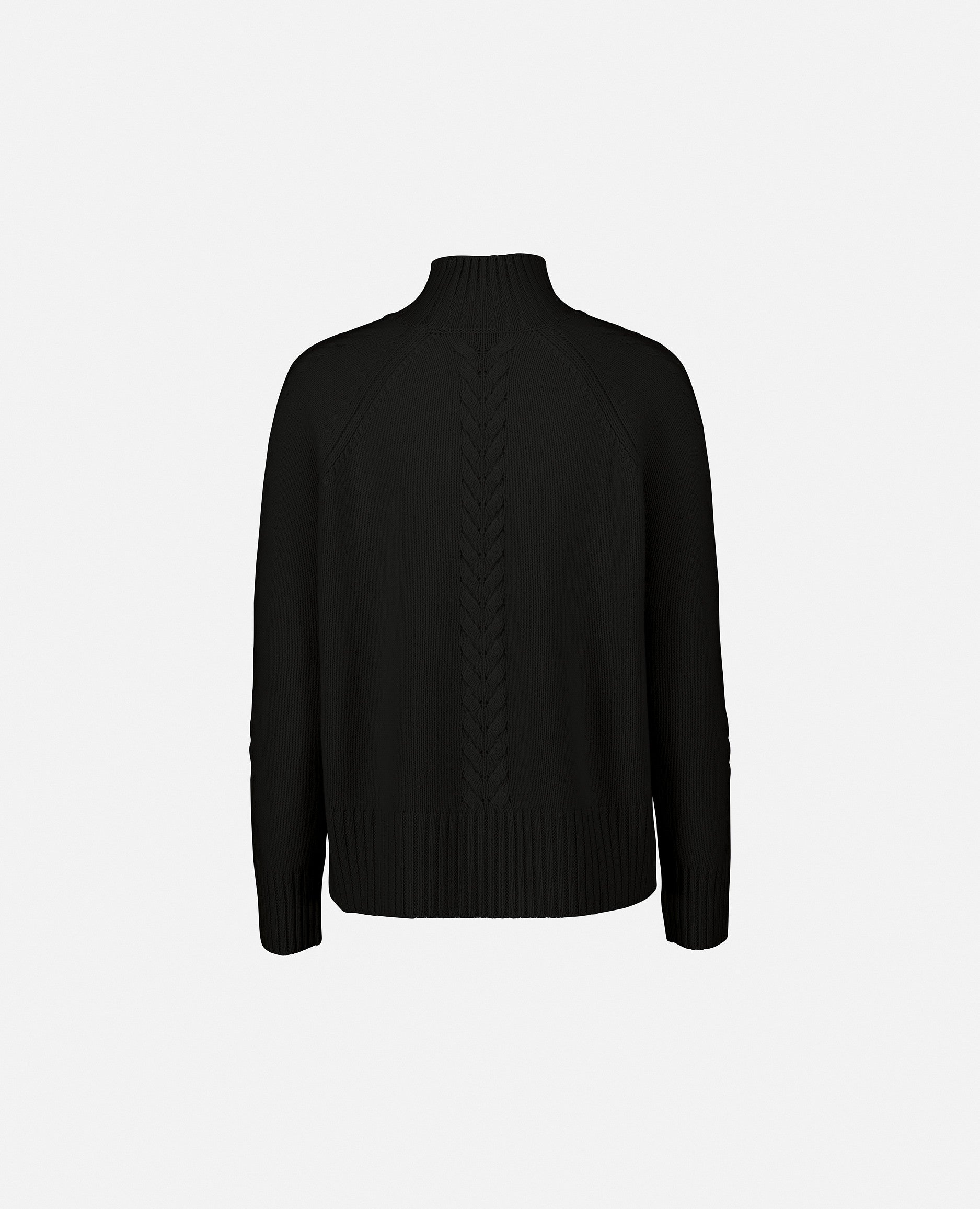 235-17623-90-S_2 - Allude - 30% Cashmere 70% Wolle Damen Gerade Passform Langarm Mittelschwerer Strick Pullover SAPG::235-17623 Schwarz Stehkragen Winter 2023/2024 Wolle