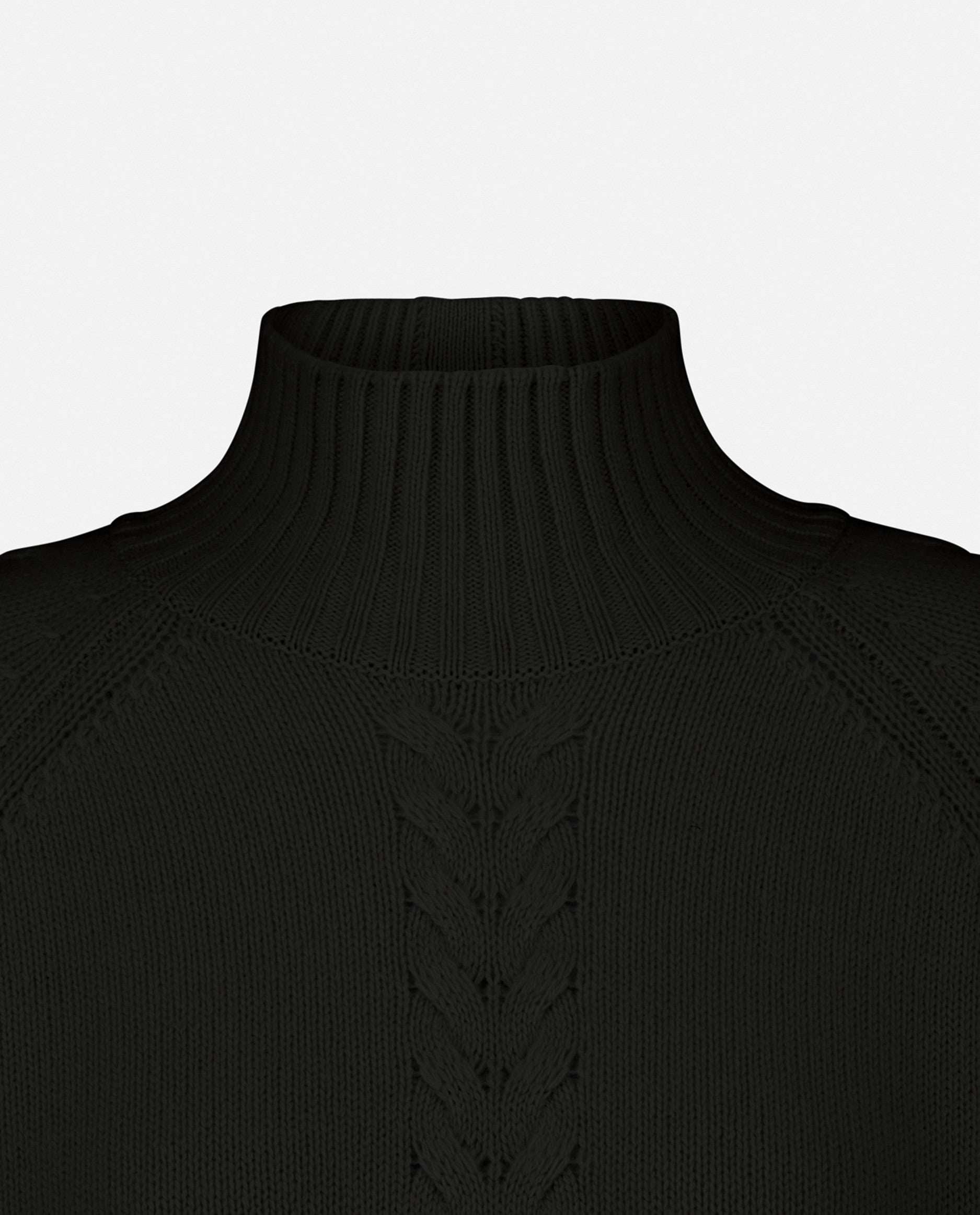 235-17623-90-S_5 - Allude - 30% Cashmere 70% Wolle Damen Gerade Passform Langarm Mittelschwerer Strick Pullover SAPG::235-17623 Schwarz Stehkragen Winter 2023/2024 Wolle