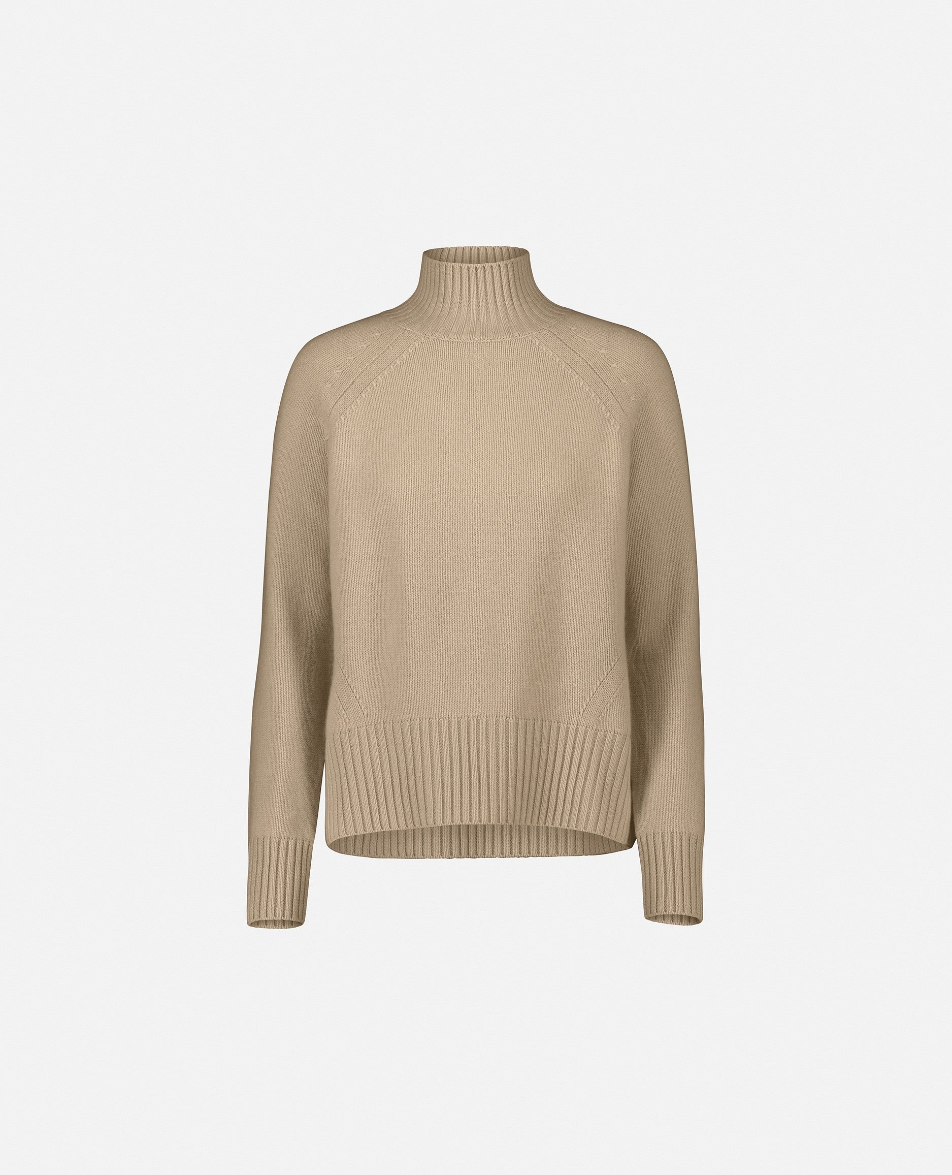 235-17641-43-S_1 - Allude - 30% Cashmere 70% Wolle Beige Damen Langarm Lockerer Schnitt Mittelschwerer Strick Pullover SAPG::235-17641 Stehkragen Winter 2023/2024 Wolle