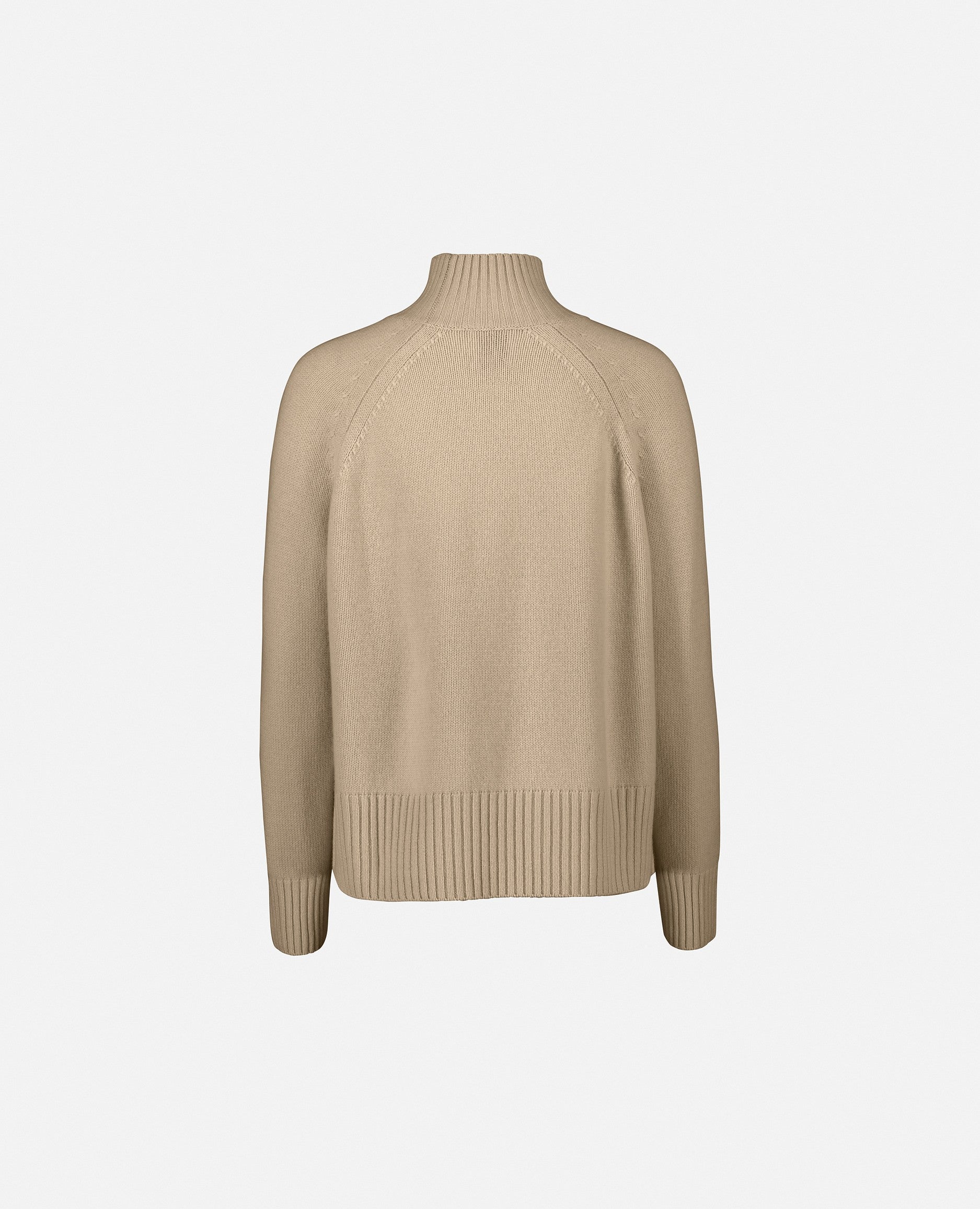 235-17641-43-S_2 - Allude - 30% Cashmere 70% Wolle Beige Damen Langarm Lockerer Schnitt Mittelschwerer Strick Pullover SAPG::235-17641 Stehkragen Winter 2023/2024 Wolle