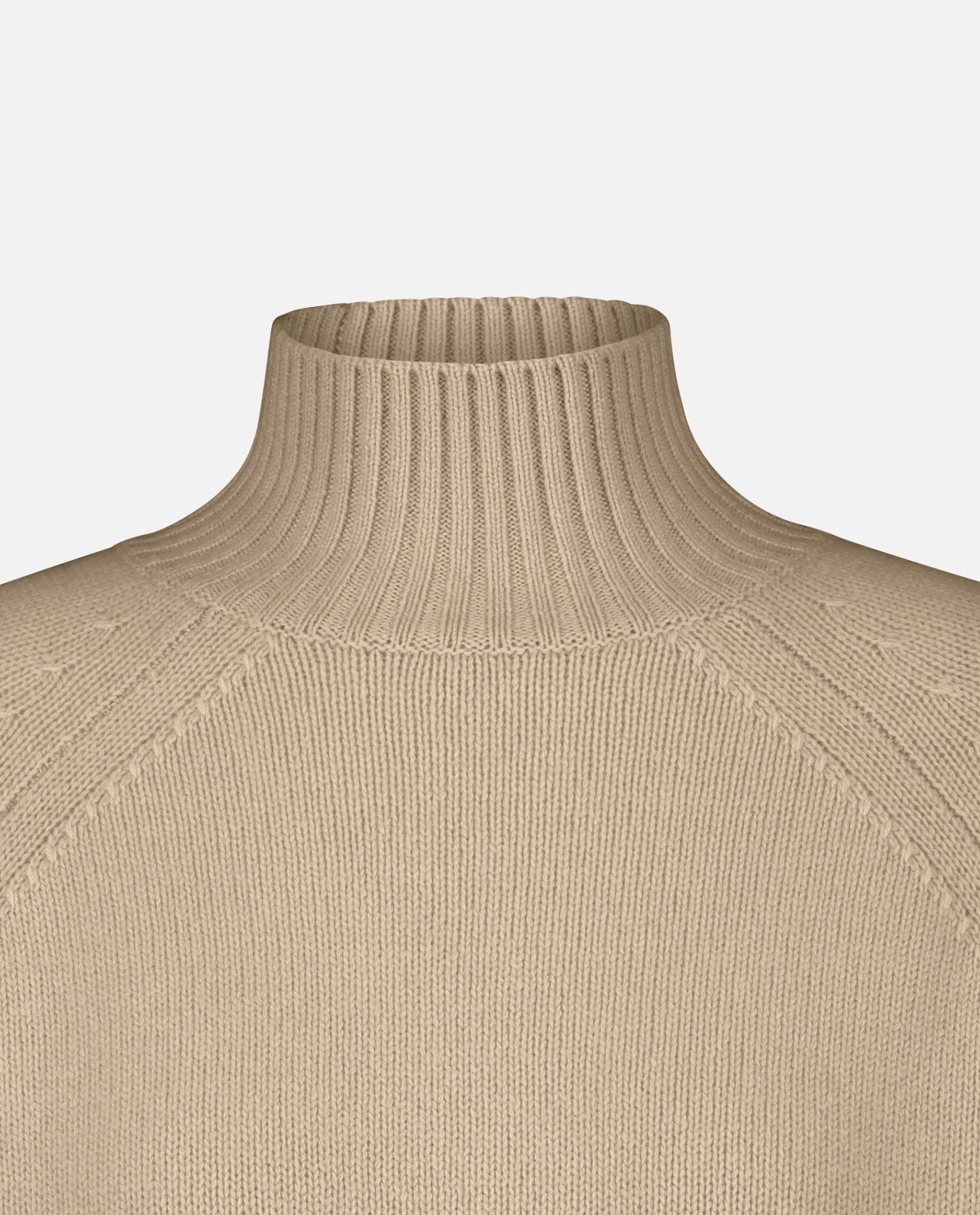 235-17641-43-S_5 - Allude - 30% Cashmere 70% Wolle Beige Damen Langarm Lockerer Schnitt Mittelschwerer Strick Pullover SAPG::235-17641 Stehkragen Winter 2023/2024 Wolle