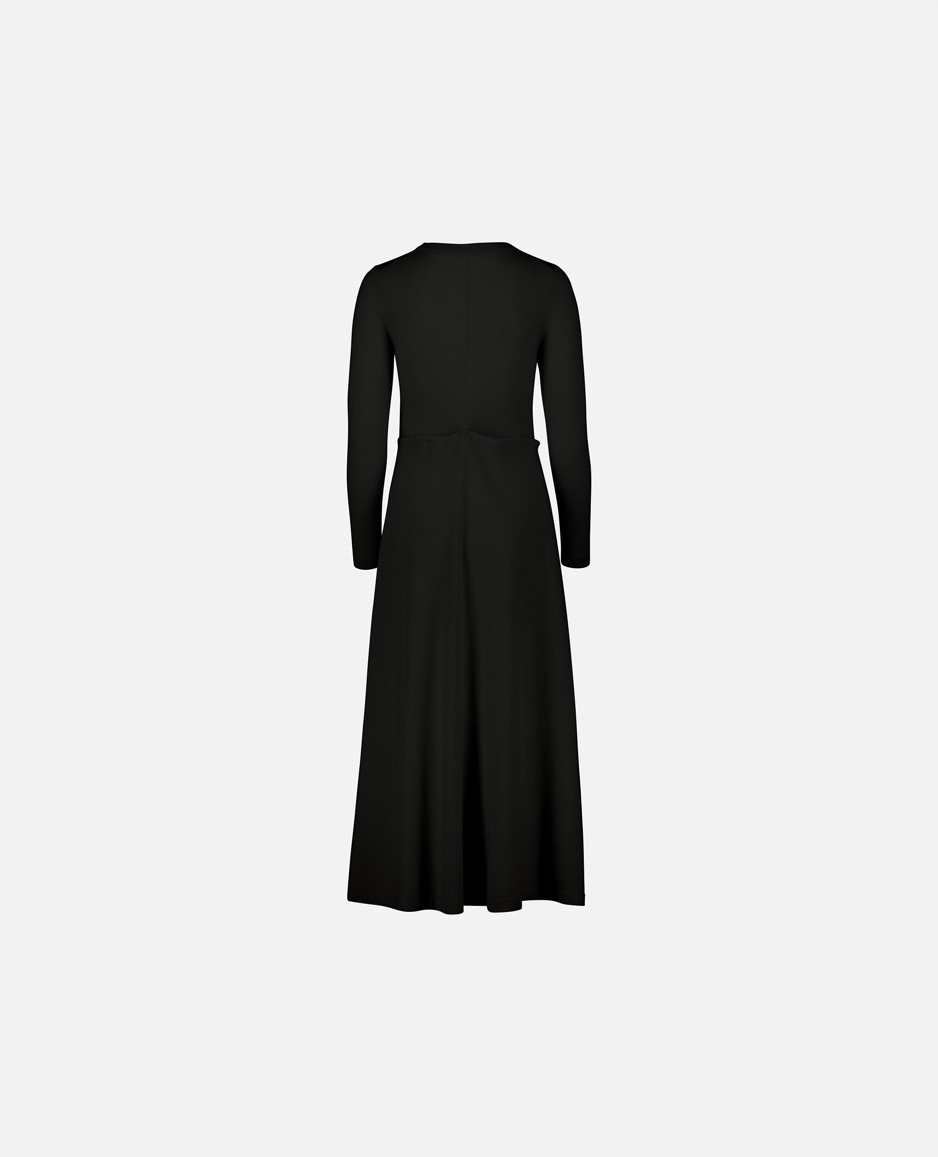 235-17663-90-2 - Allude - 30% Cashmere 70% Wolle A-Form Damen Feinstrick Kleid Kleider Langarm Rundhalsausschnitt SAPG::235-17663 Schwarz Winter 2023/2024 Wolle