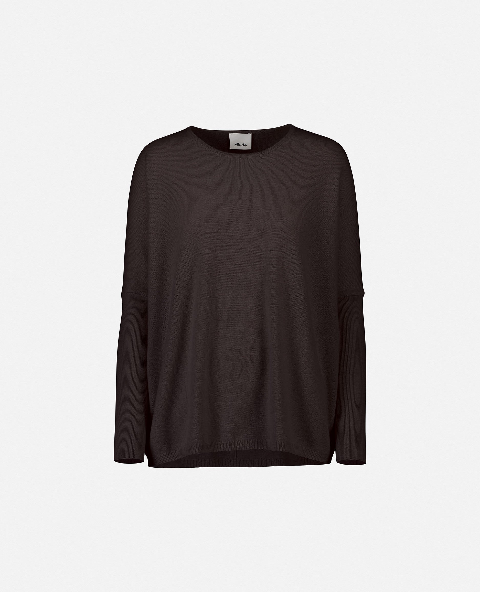 235-17692-49-S_1 - Allude - 30% Cashmere 70% Wolle Braun Damen Feinstrick Langarm Lockerer Schnitt Pullover Rundhalsausschnitt SAPG::235-17692 Winter 2023/2024 Wolle