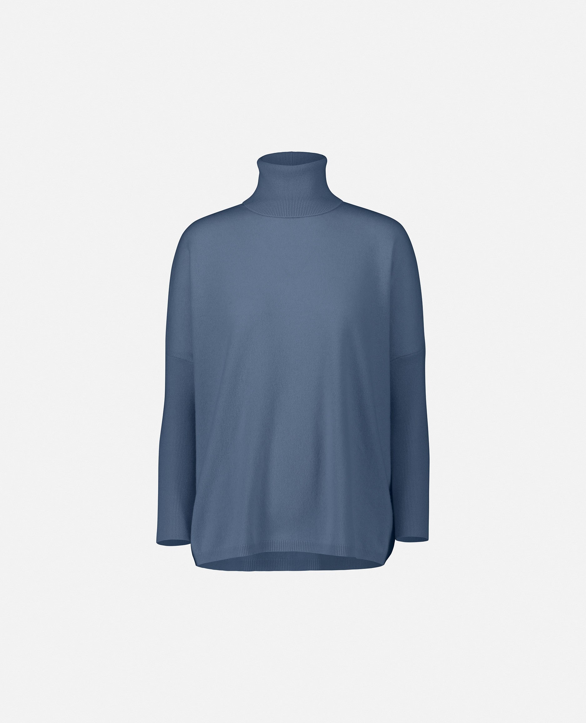 235-17695-15-S_1 - Allude - 30% Cashmere 70% Wolle Blau Damen Feinstrick Langarm Lockerer Schnitt Pullover Rollkragen SAPG::235-17695 Winter 2023/2024 Wolle
