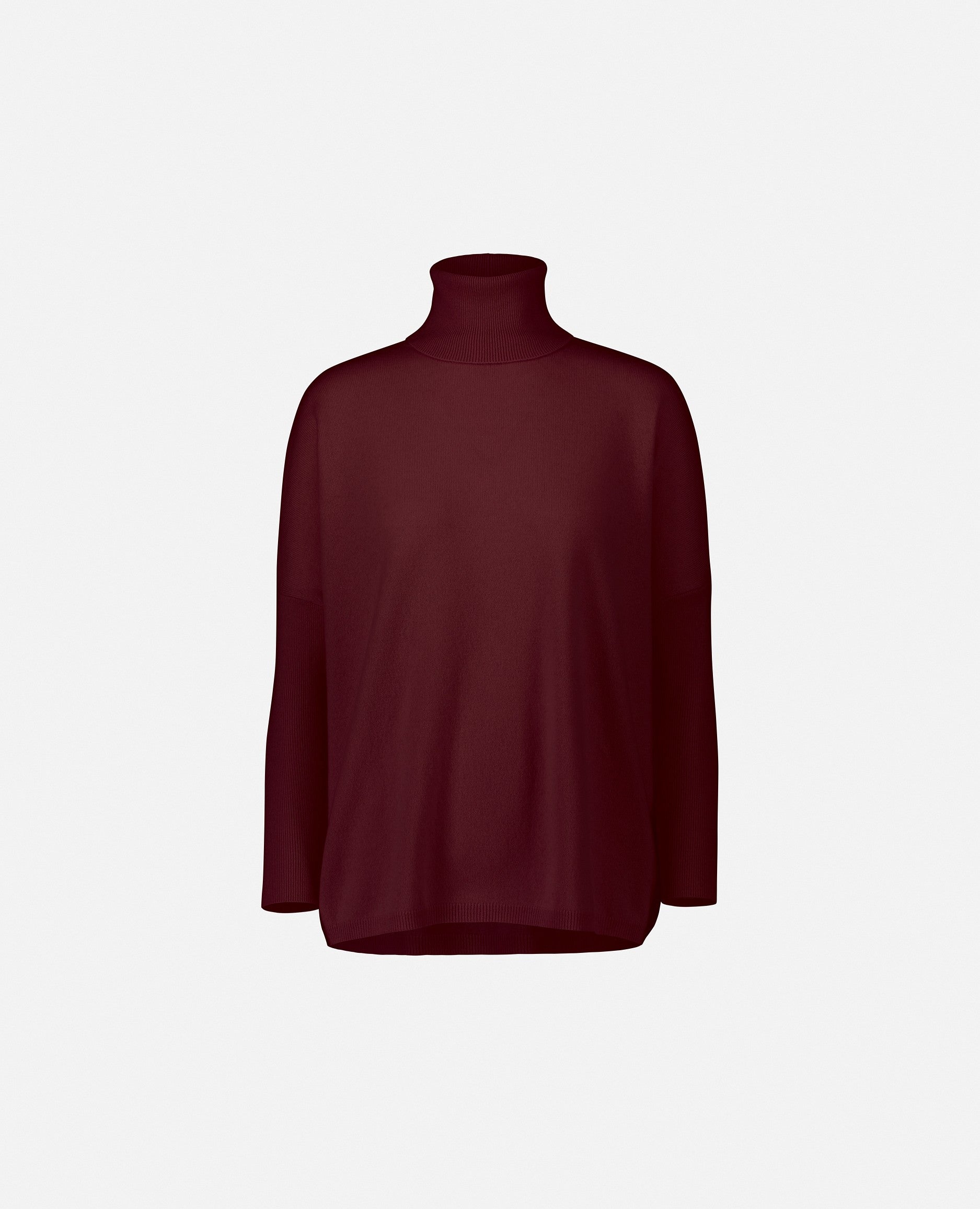 235-17695-69-S_1 - Allude - 30% Cashmere 70% Wolle Damen Feinstrick Langarm Lockerer Schnitt Pullover Rollkragen Rot SAPG::235-17695 Winter 2023/2024 Wolle