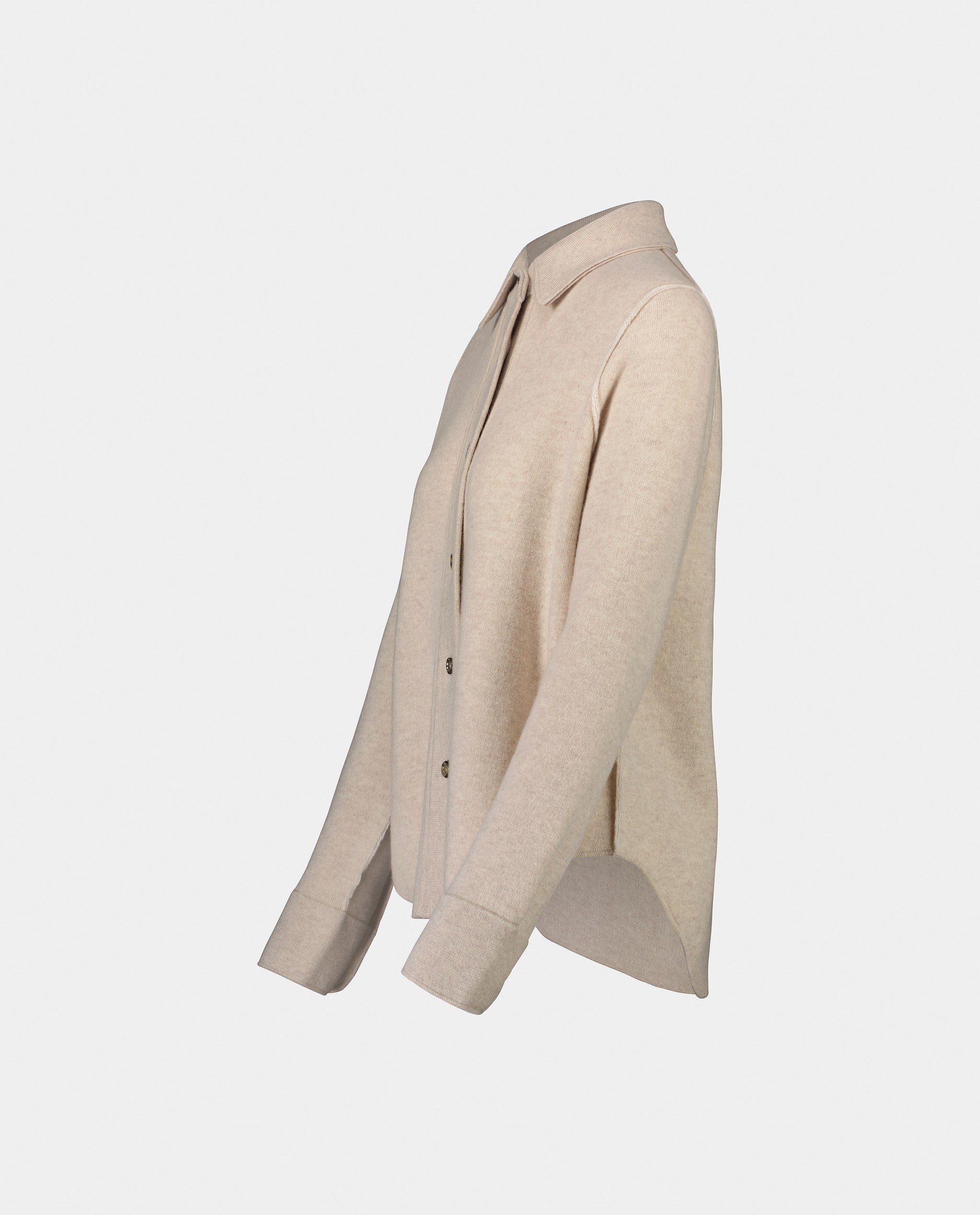 235-17722-4840-S_3 - Allude - 30% Cashmere 70% Wolle Beige Damen Feinstrick Hemd Langarm Lockerer Schnitt SAPG::235-17722 Winter 2023/2024 Wolle