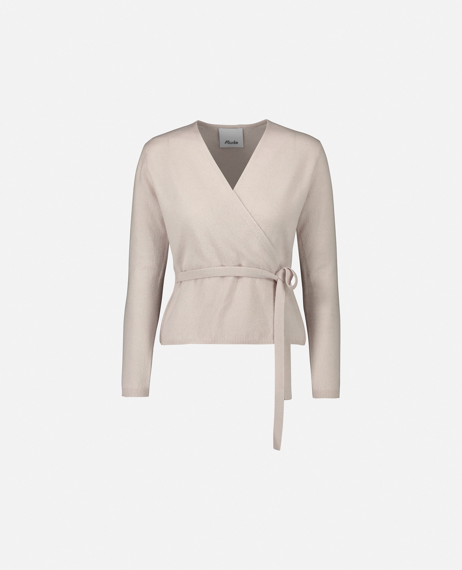 235-17732-41-S_1 - Allude - 30% Cashmere 70% Wolle Creme Damen Feinstrick Langarm Pullover SAPG::235-17732 Taillierter Schnitt Wickelkragen Winter 2023/2024 Wolle