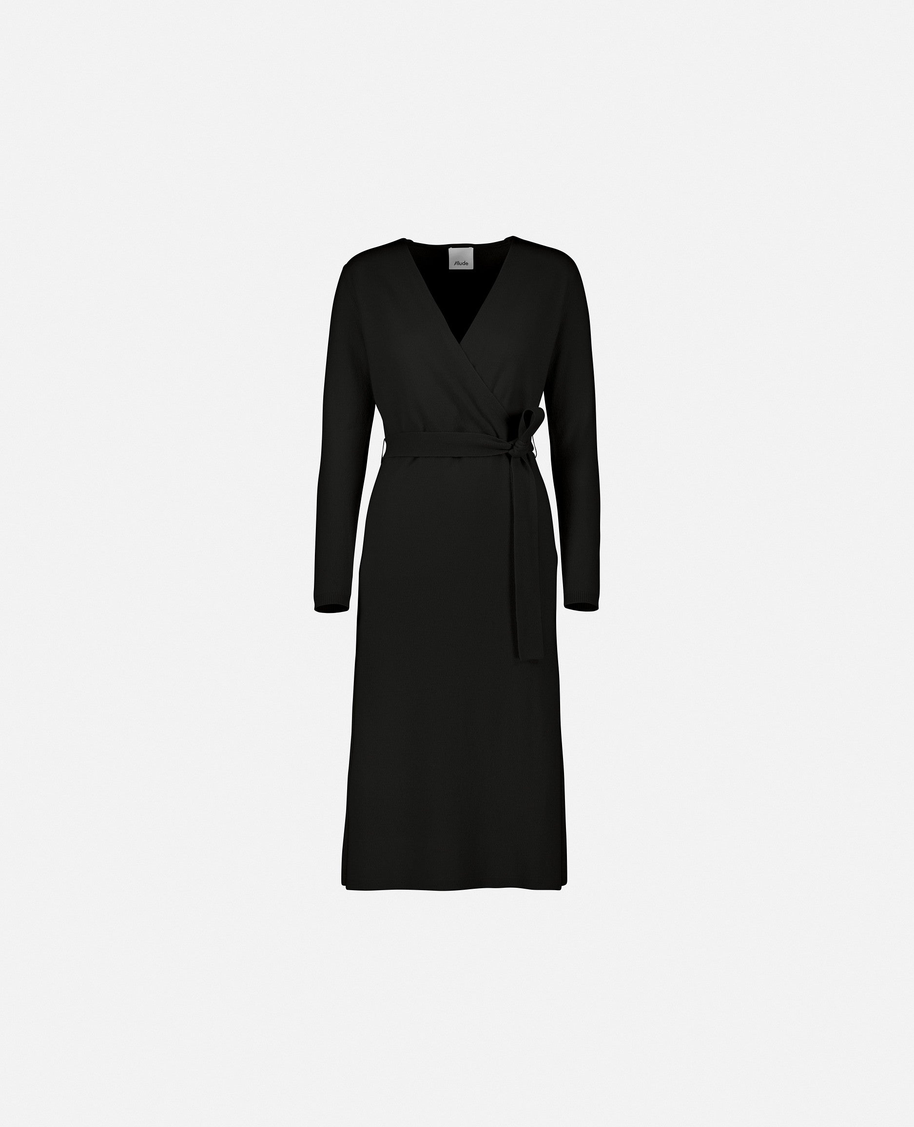 235-17734-90-S_1 - Allude - 30% Cashmere 70% Wolle Damen Feinstrick Kleid Kleider Langarm SAPG::235-17734 Schwarz Taillierter Schnitt Winter 2023/2024 Wolle