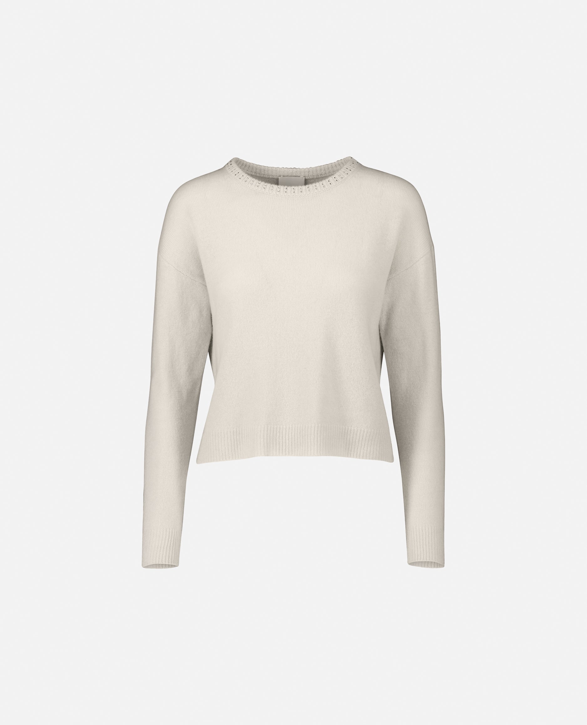 235-17743-40-1 - Allude - 30% Cashmere 70% Wolle Damen Feinstrick Kastiger Schnitt Langarm Pullover Rundhalsausschnitt SAPG::235-17743 Weiß Winter 2023/2024 Wolle