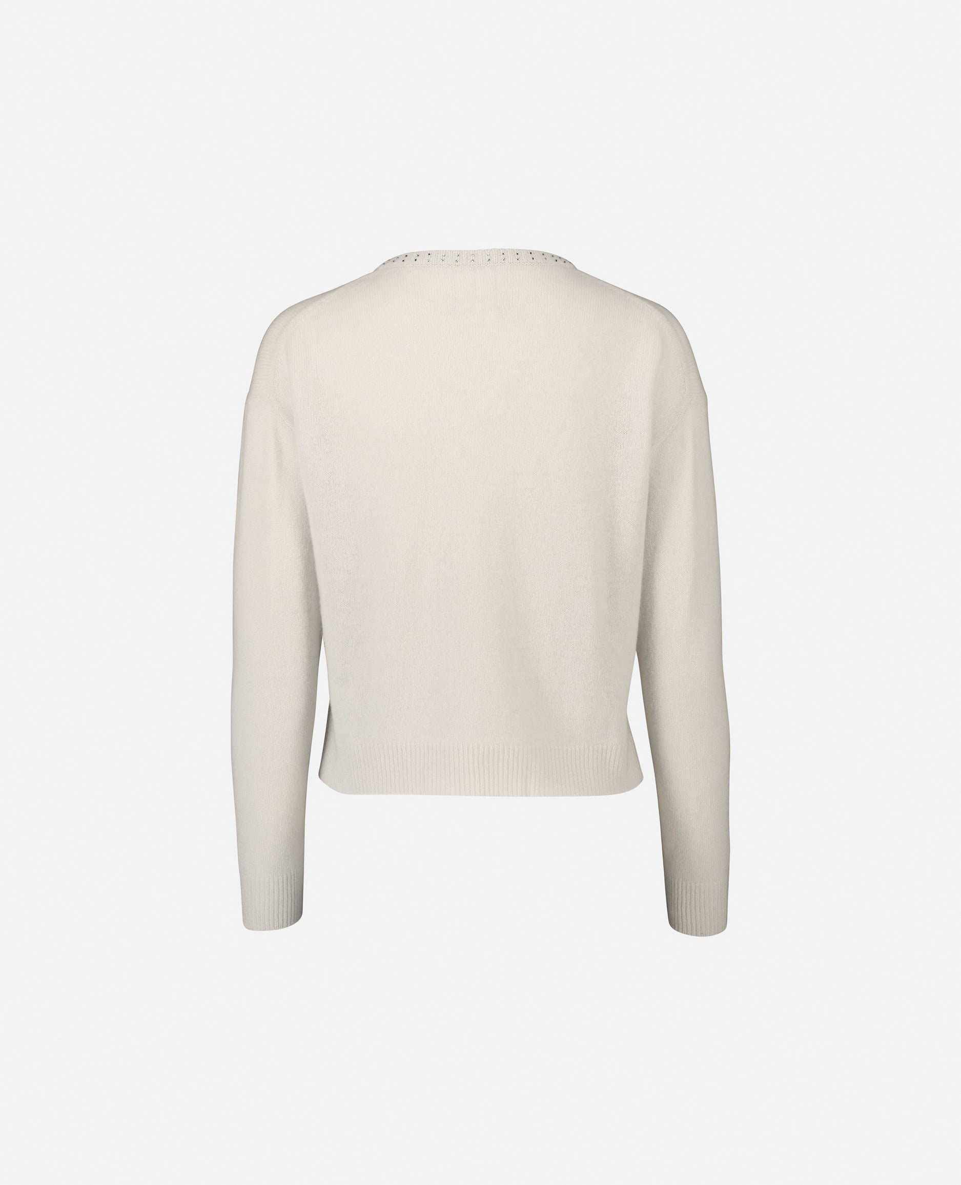 235-17743-40-2 - Allude - 30% Cashmere 70% Wolle Damen Feinstrick Kastiger Schnitt Langarm Pullover Rundhalsausschnitt SAPG::235-17743 Weiß Winter 2023/2024 Wolle