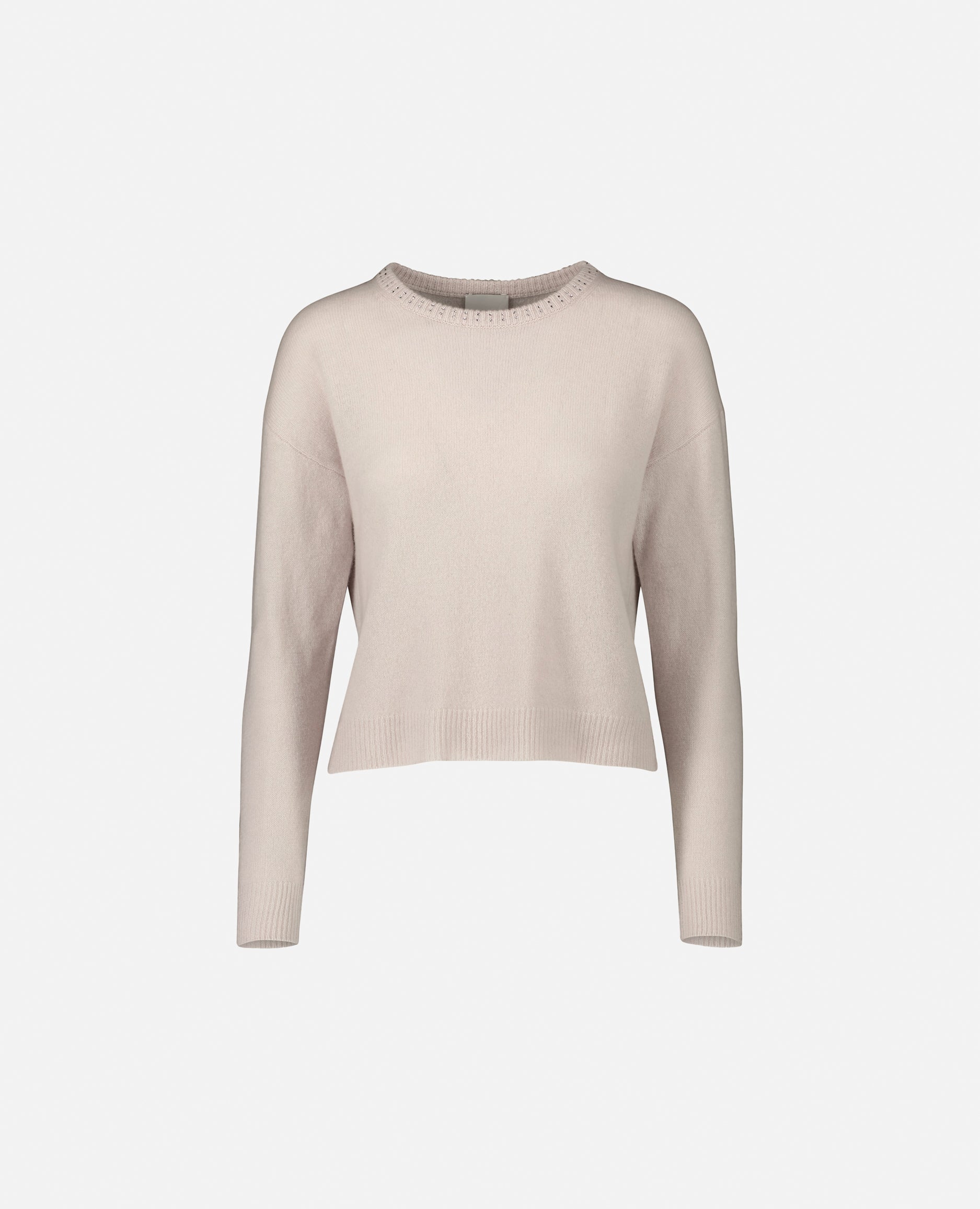 235-17743-41-1 - Allude - 30% Cashmere 70% Wolle Creme Damen Feinstrick Kastiger Schnitt Kreme Langarm Pullover Rundhalsausschnitt SAPG::235-17743 Winter 2023/2024 Wolle