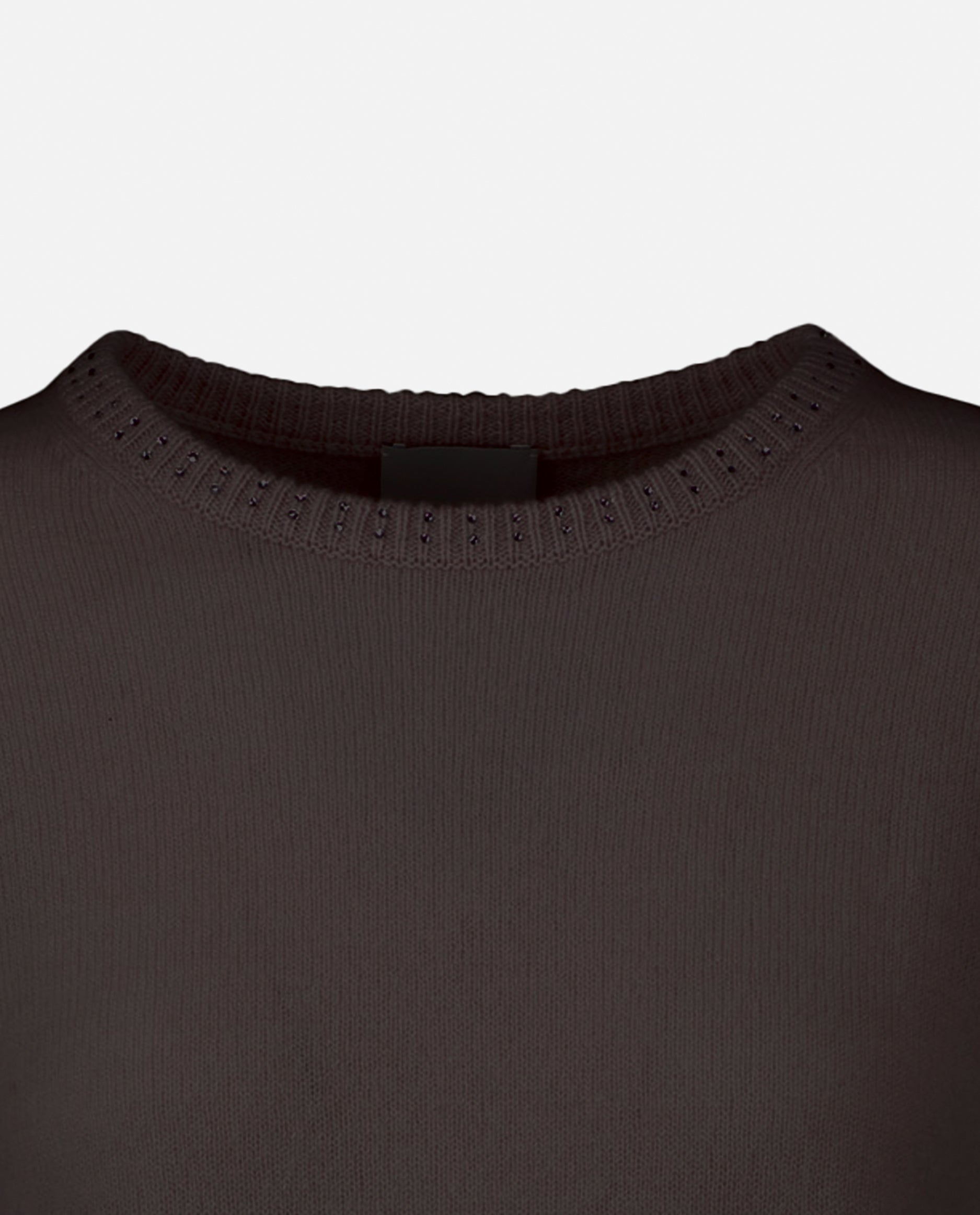 235-17743-49-5 - Allude - 30% Cashmere 70% Wolle Braun Damen Feinstrick Kastiger Schnitt Langarm Pullover Rundhalsausschnitt SAPG::235-17743 Winter 2023/2024 Wolle