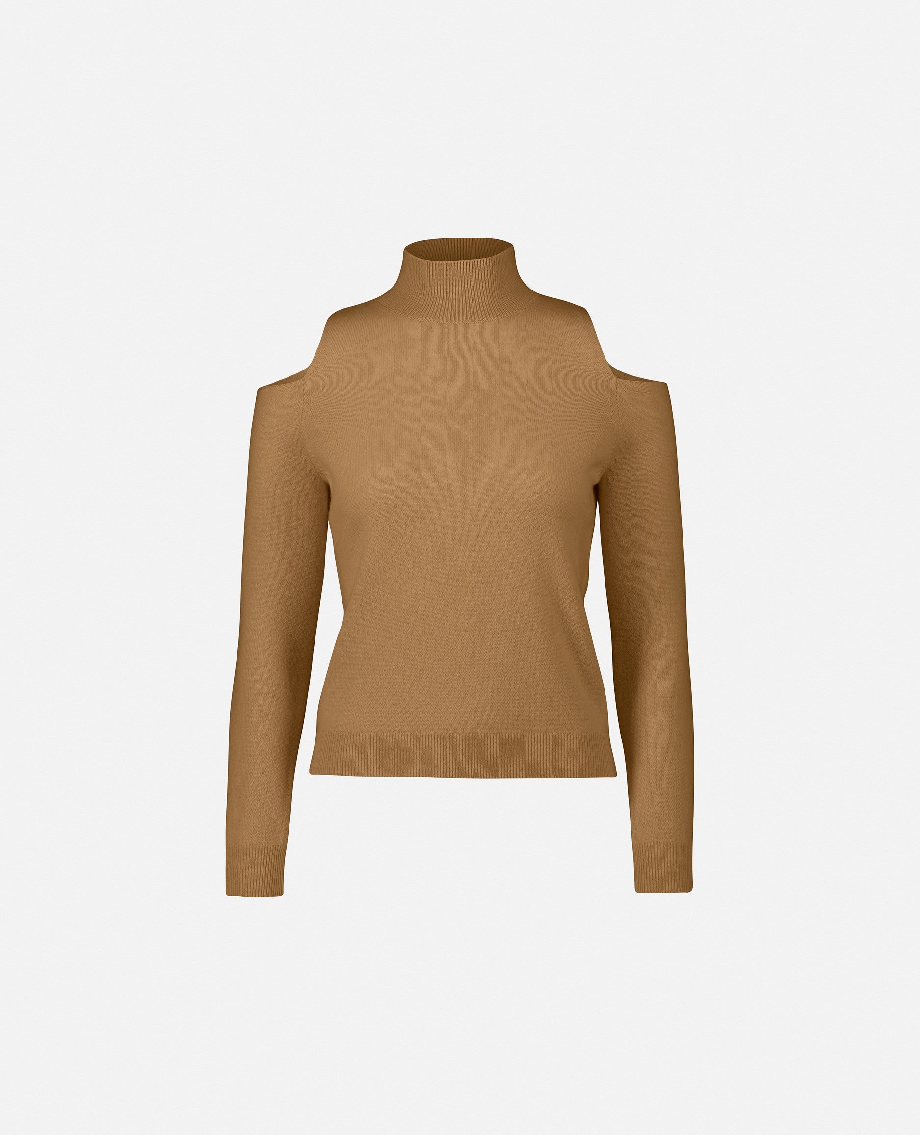 235-17750-44-S_1 - Allude - 30% Cashmere 70% Wolle Beige Damen Enger Schnitt Feinstrick Langarm Pullover SAPG::235-17750 Stehkragen Winter 2023/2024 Wolle