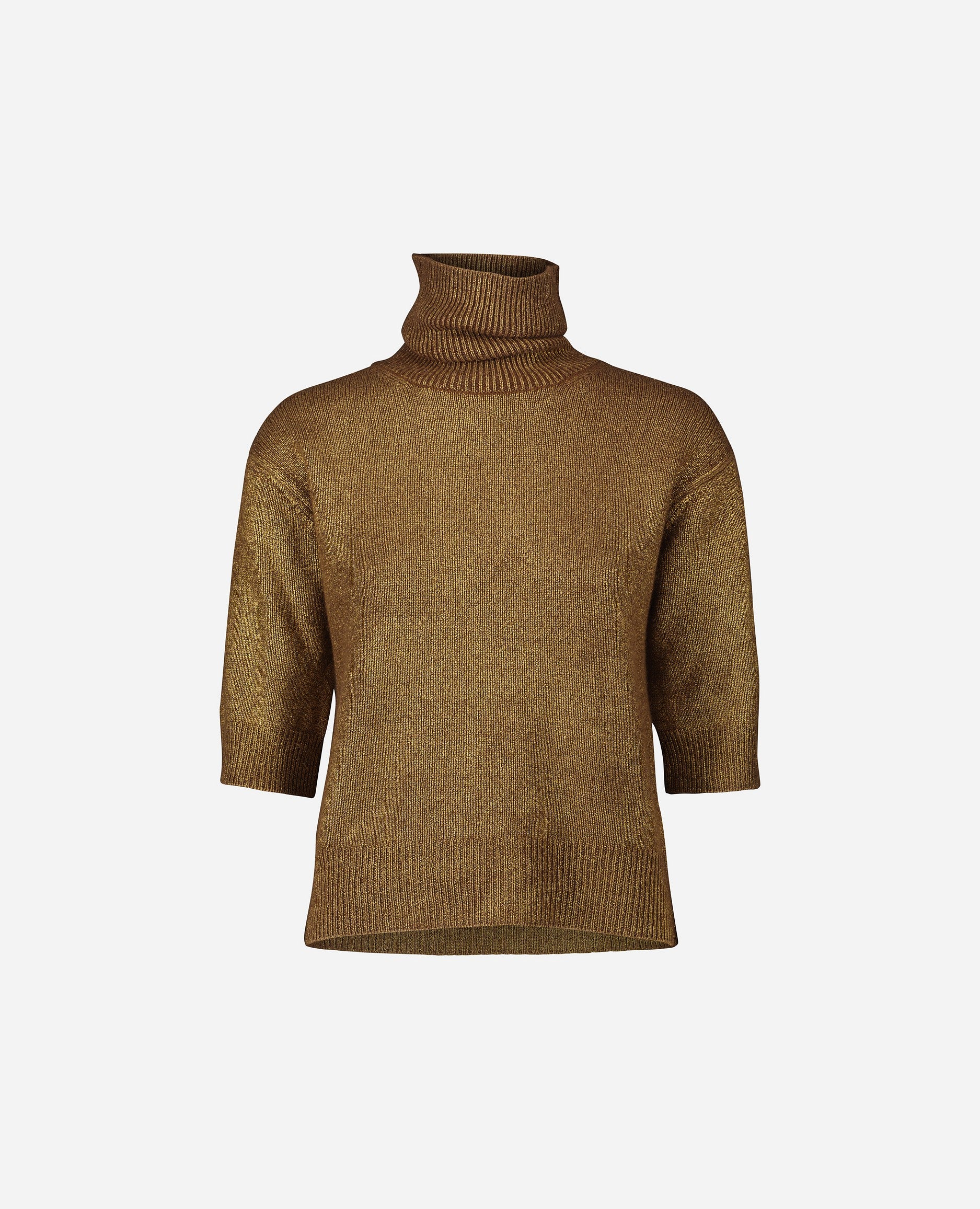 235-17761-47-S_1 - Allude - 30% Cashmere 70% Wolle Beige Damen Feinstrick Gerade Passform Halbarm Pullover Rollkragen SAPG::235-17761 Winter 2023/2024 Wolle