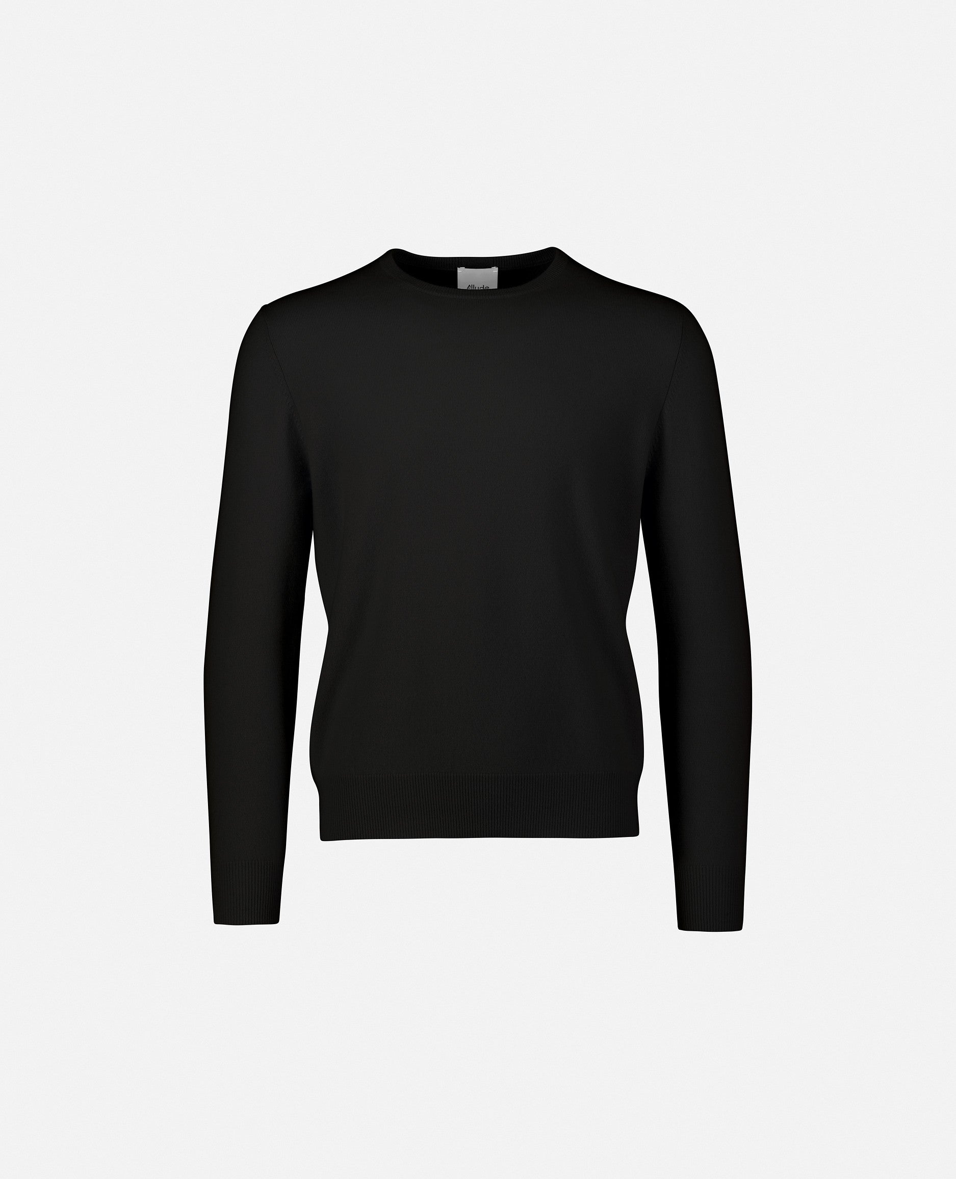 235-30021-90-S_1 - Allude - 100% Cashmere Cashmere Feinstrick Gerade Passform Herren Langarm Pullover Rundhalsausschnitt SAPG::235-30021 Schwarz Winter 2023/2024