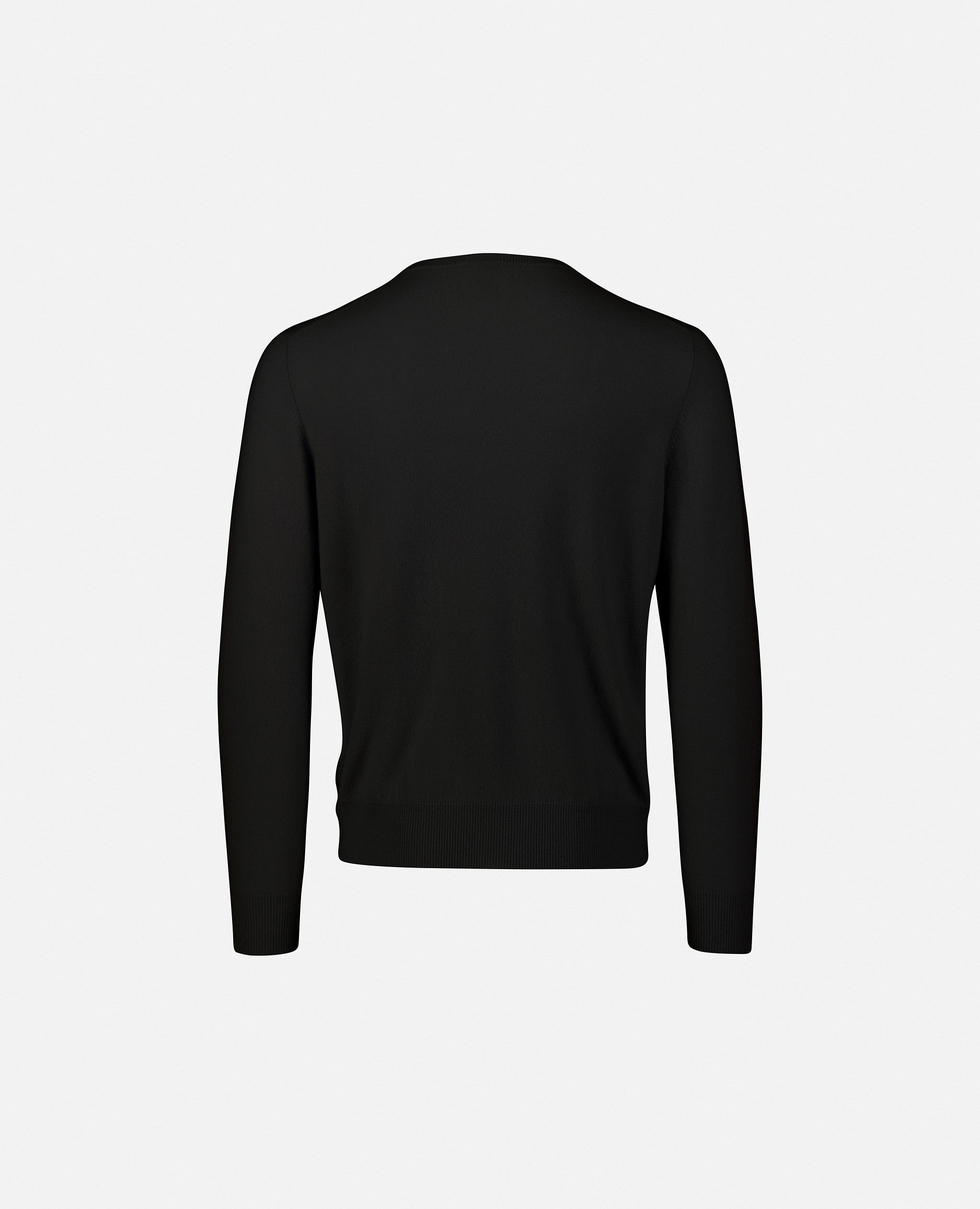 235-30021-90-S_2 - Allude - 100% Cashmere Cashmere Feinstrick Gerade Passform Herren Langarm Pullover Rundhalsausschnitt SAPG::235-30021 Schwarz Winter 2023/2024