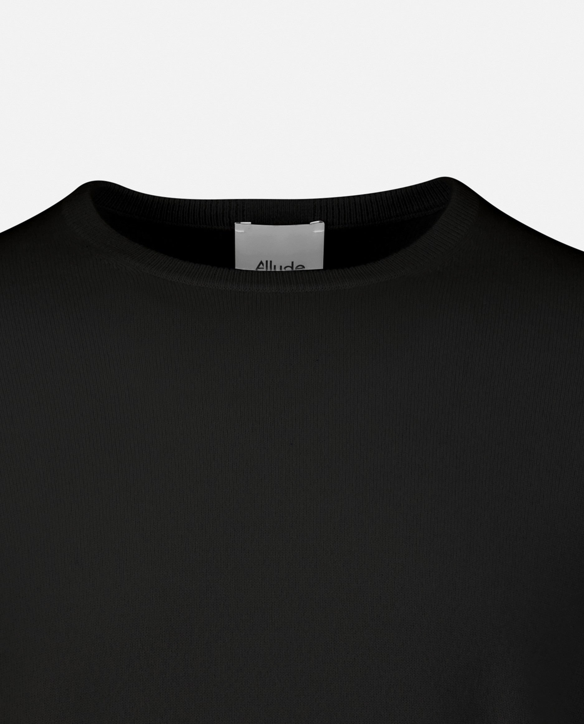 235-30021-90-S_5 - Allude - 100% Cashmere Cashmere Feinstrick Gerade Passform Herren Langarm Pullover Rundhalsausschnitt SAPG::235-30021 Schwarz Winter 2023/2024