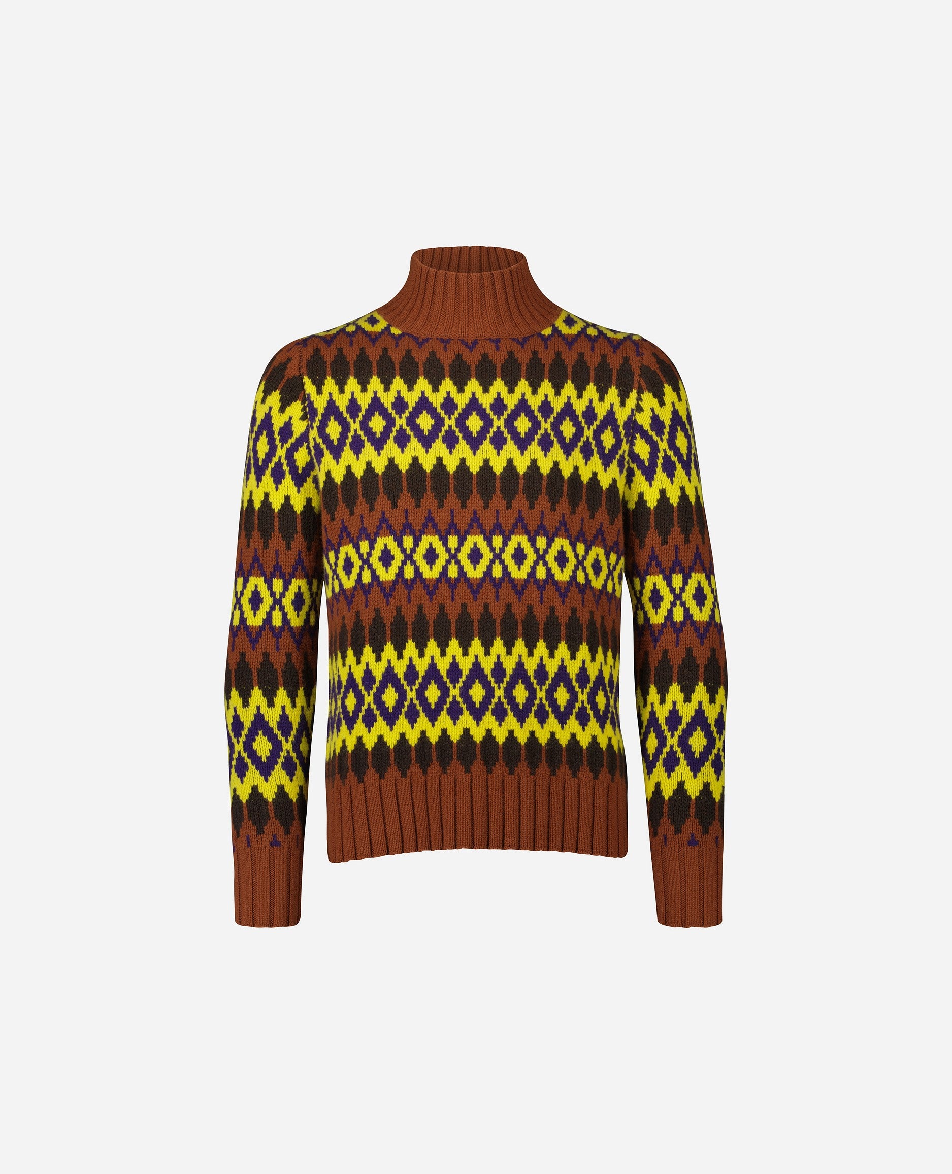235-37060-comb1-1 - Allude - Gemischt Gerade Passform Grobstrick Herren Langarm Pullover SAPG::235-37060 Stehkragen Wolle Xmas23