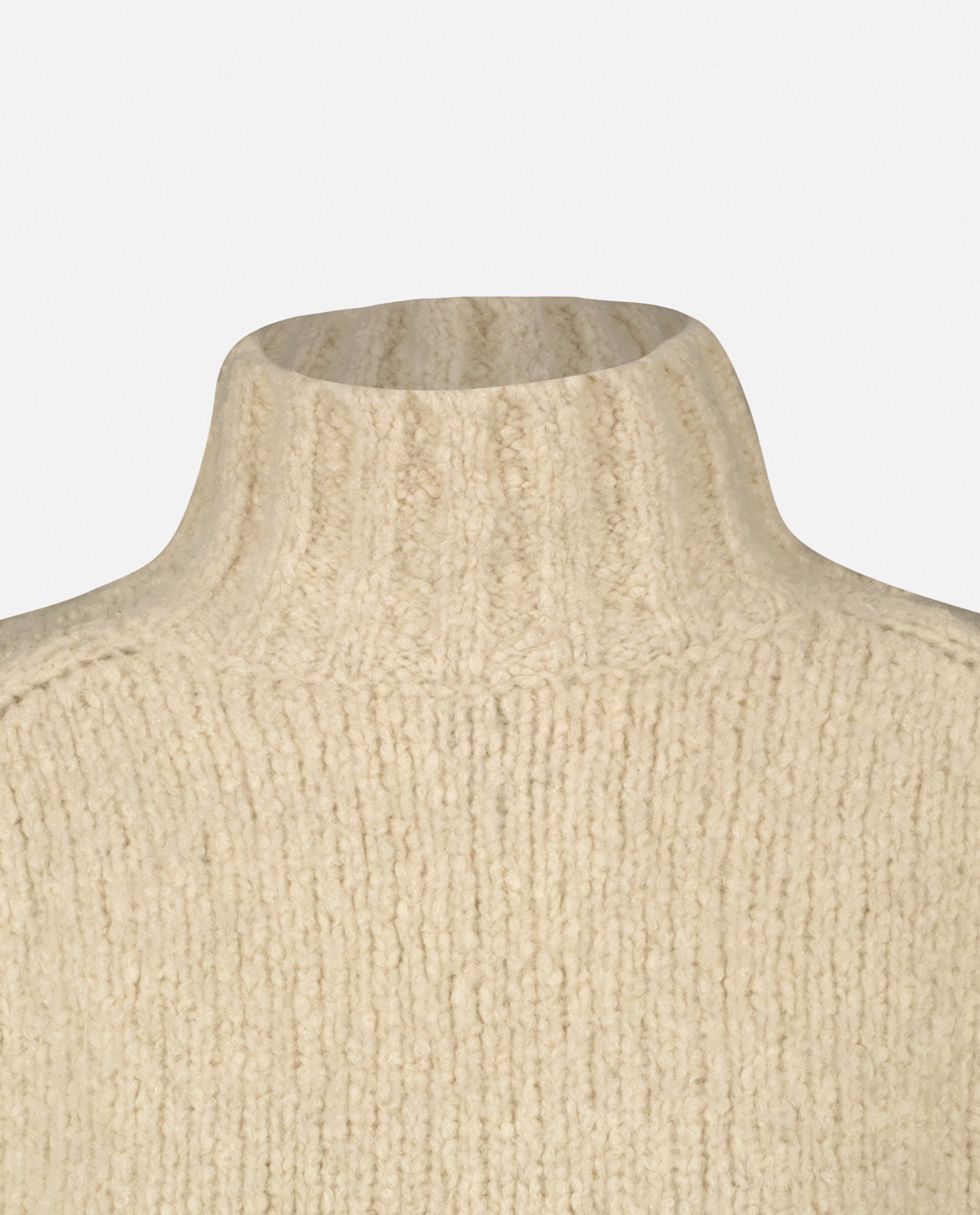 235-63001-42-S_5 - Allude - Beige Cashmere Damen Grobstrick Langarm Lockerer Schnitt Pullover SAPG::235-63001 Stehkragen Winter 2023/2024