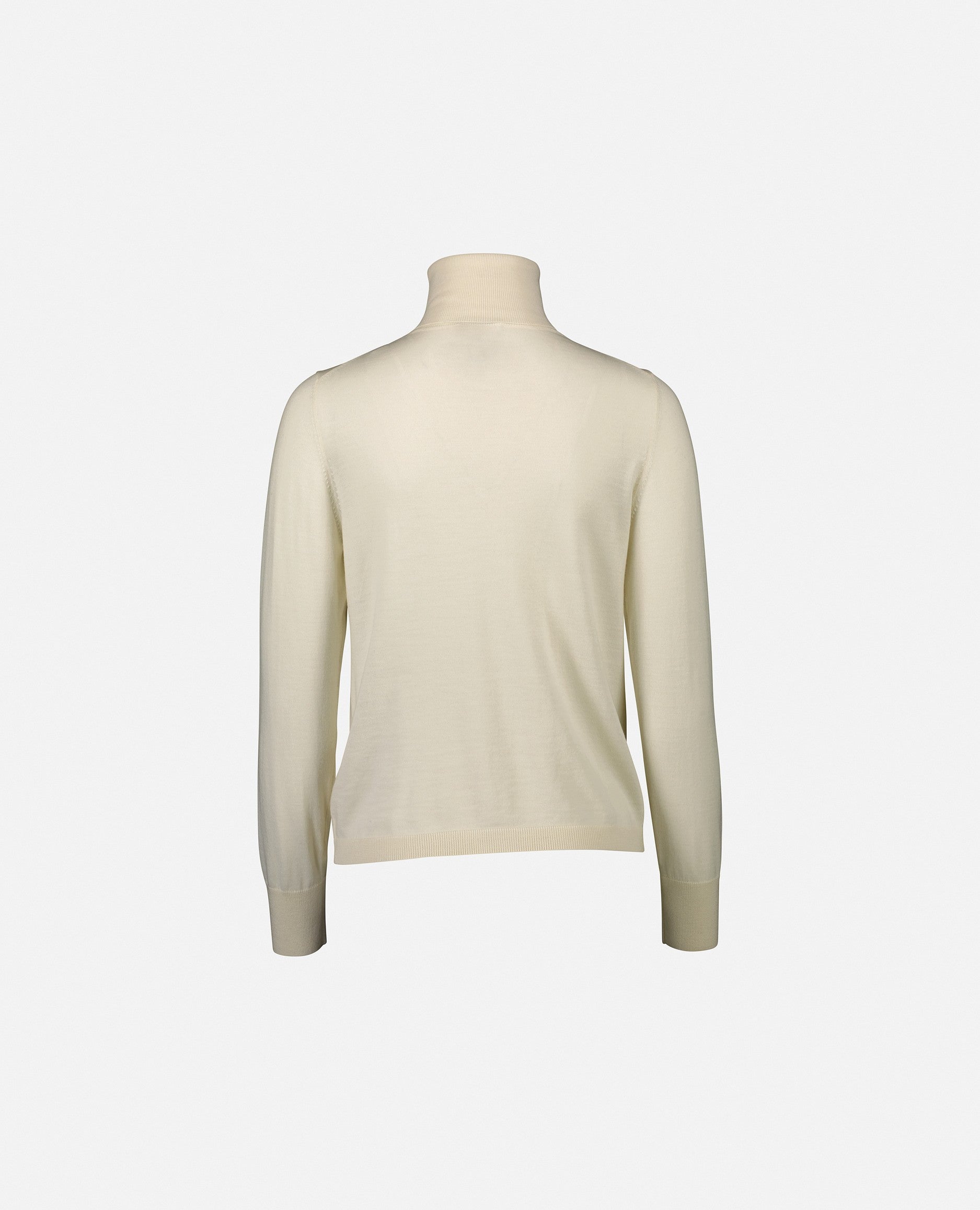 235-64010-441-S_2 - Allude - 100% Wolle Creme Damen Feinstrick Gerade Passform Kreme Langarm Pullover Rollkragen SAPG::235-64010 Winter 2023/2024 Wolle