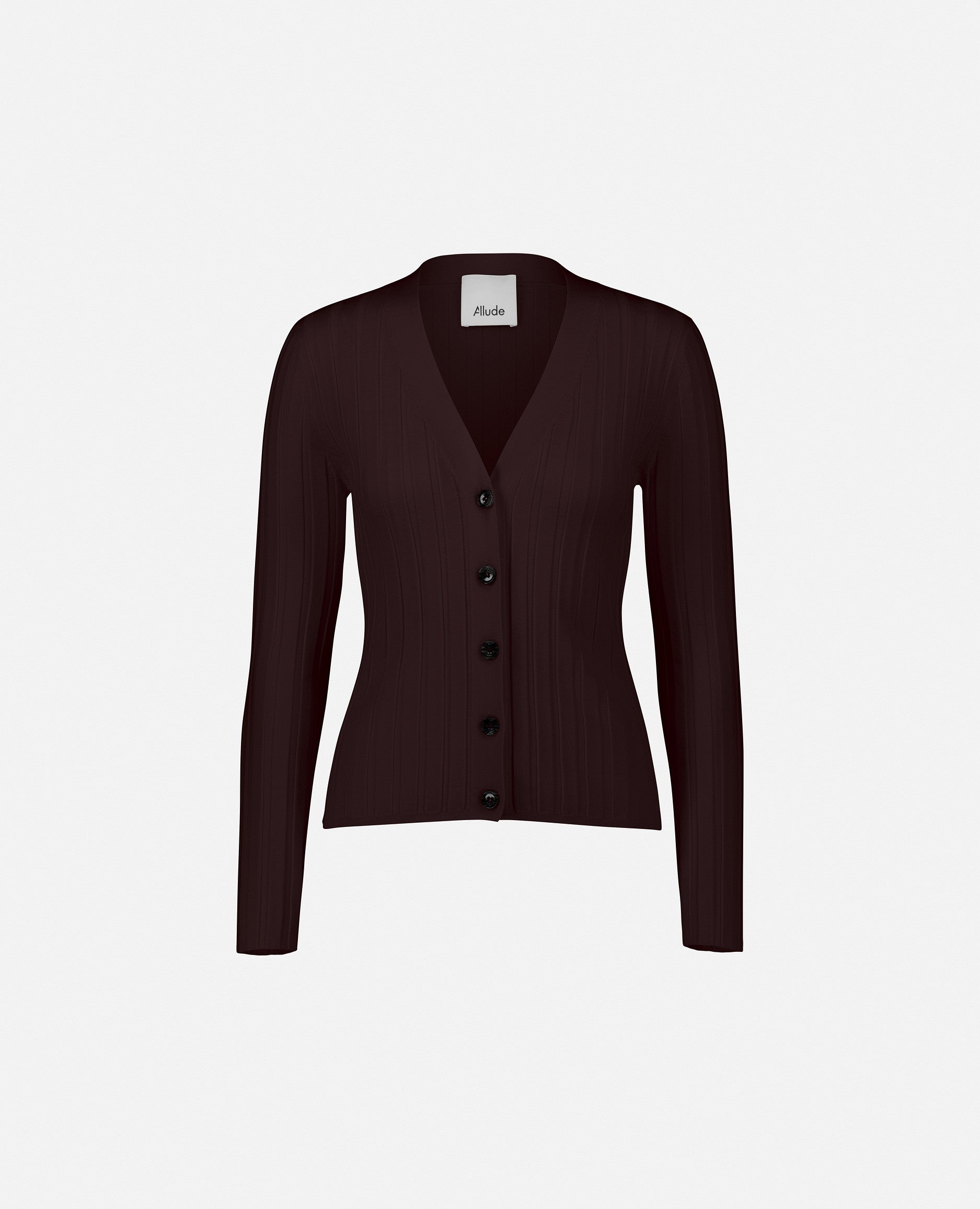 235-64020-468-S_1 - Allude - 100% Wolle Damen Enger Schnitt Feinstrick Langarm Rot SAPG::235-64020 Strickjacke V-Ausschnitt Winter 2023/2024 Wolle
