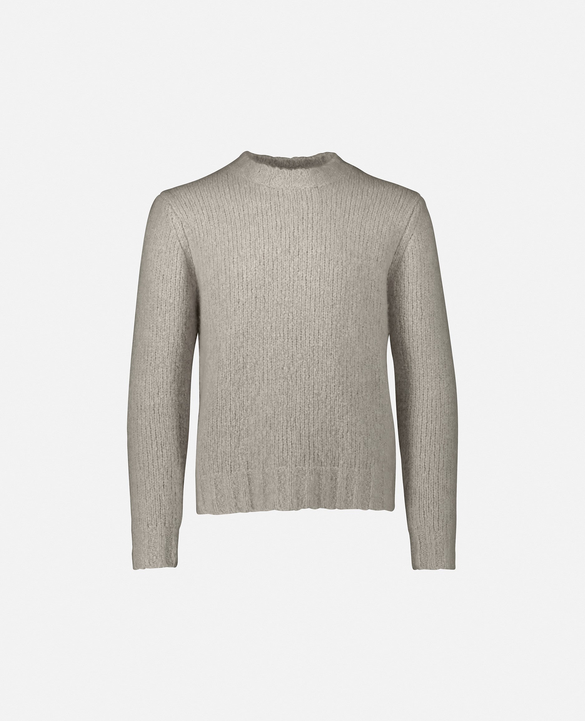 235-69300-83-1 - Allude - Cashmere Gerade Passform Grau Grobstrick Herren Langarm Pullover Rundhalsausschnitt SAPG::235-69300