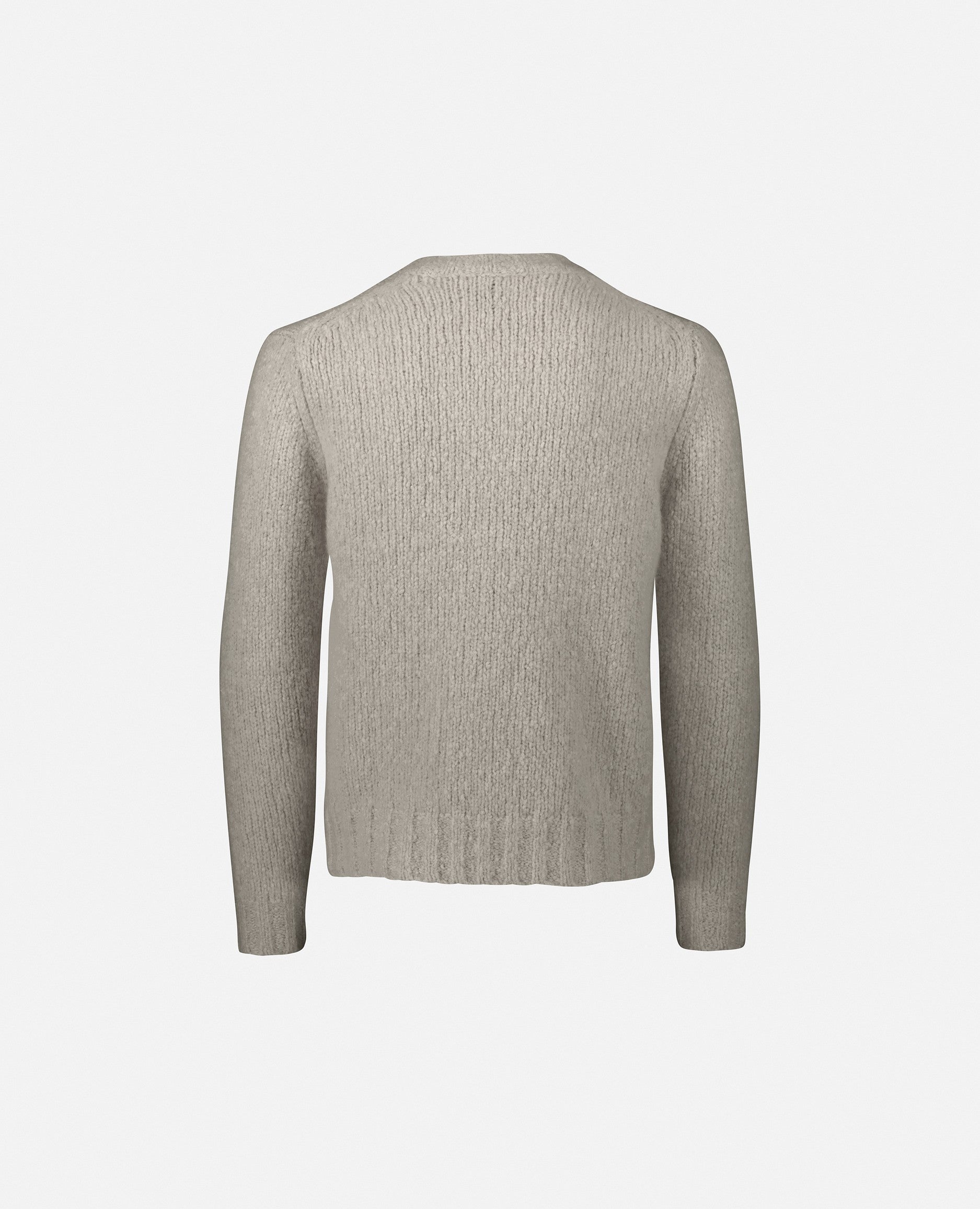 235-69300-83-2 - Allude - Cashmere Gerade Passform Grau Grobstrick Herren Langarm Pullover Rundhalsausschnitt SAPG::235-69300