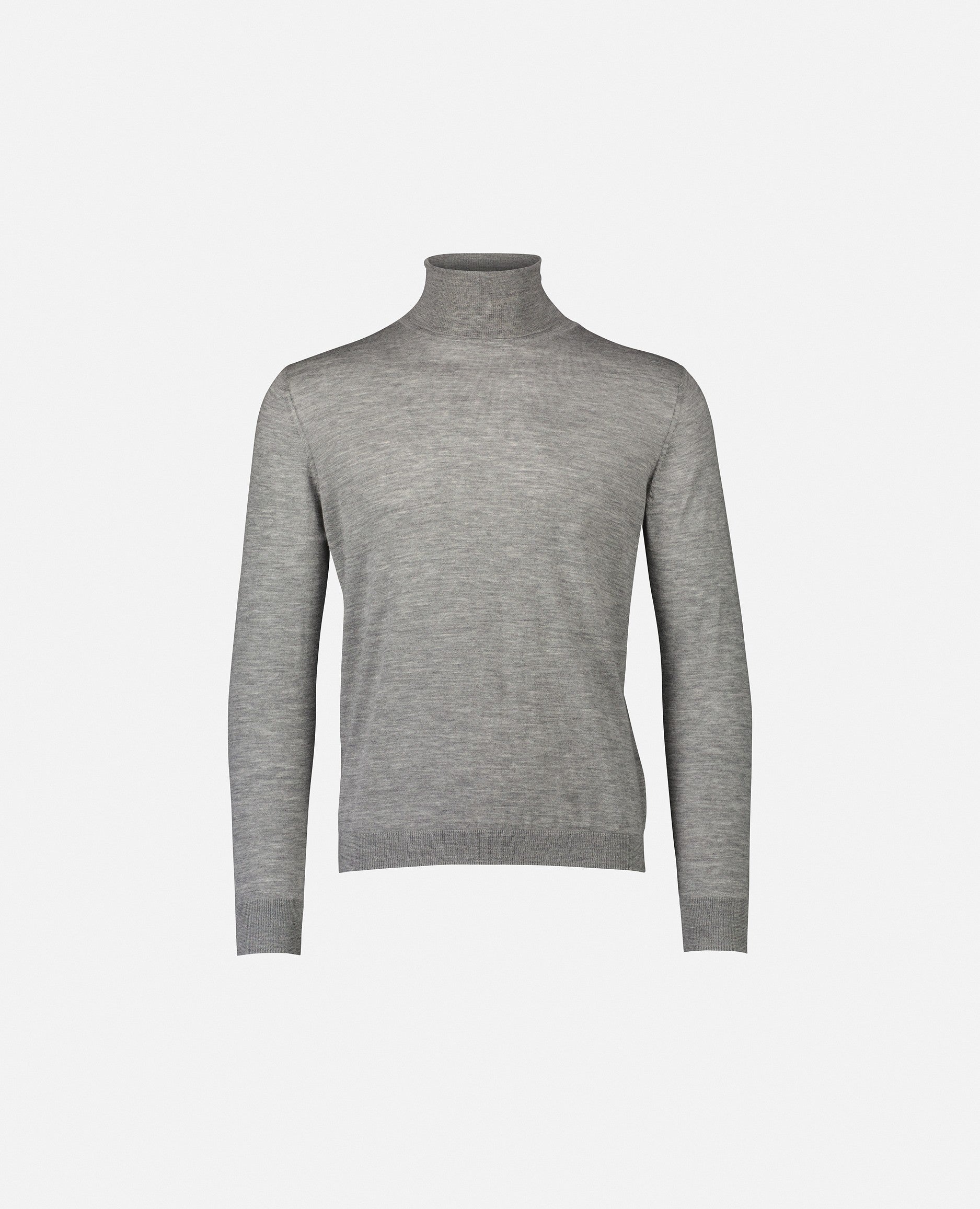 235-79101-83-S_1 - Allude - 100% Cashmere Cashmere Feinstrick Gerade Passform Grau Herren Langarm Pullover Rollkragen SAPG::235-79101 Winter 2023/2024