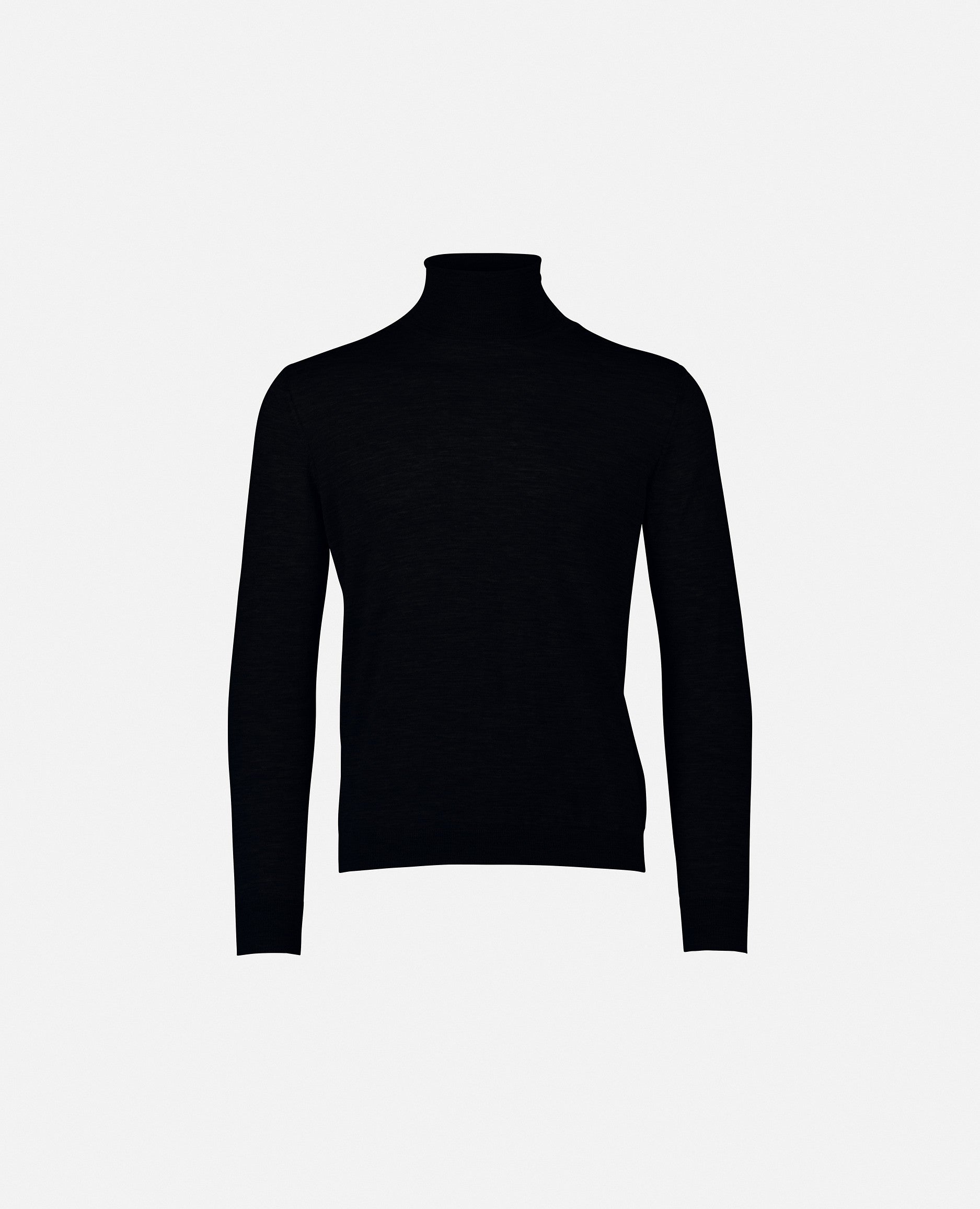 235-79101-90-S_1 - Allude - 100% Cashmere Cashmere Feinstrick Gerade Passform Herren Langarm Pullover Rollkragen SAPG::235-79101 Schwarz Winter 2023/2024