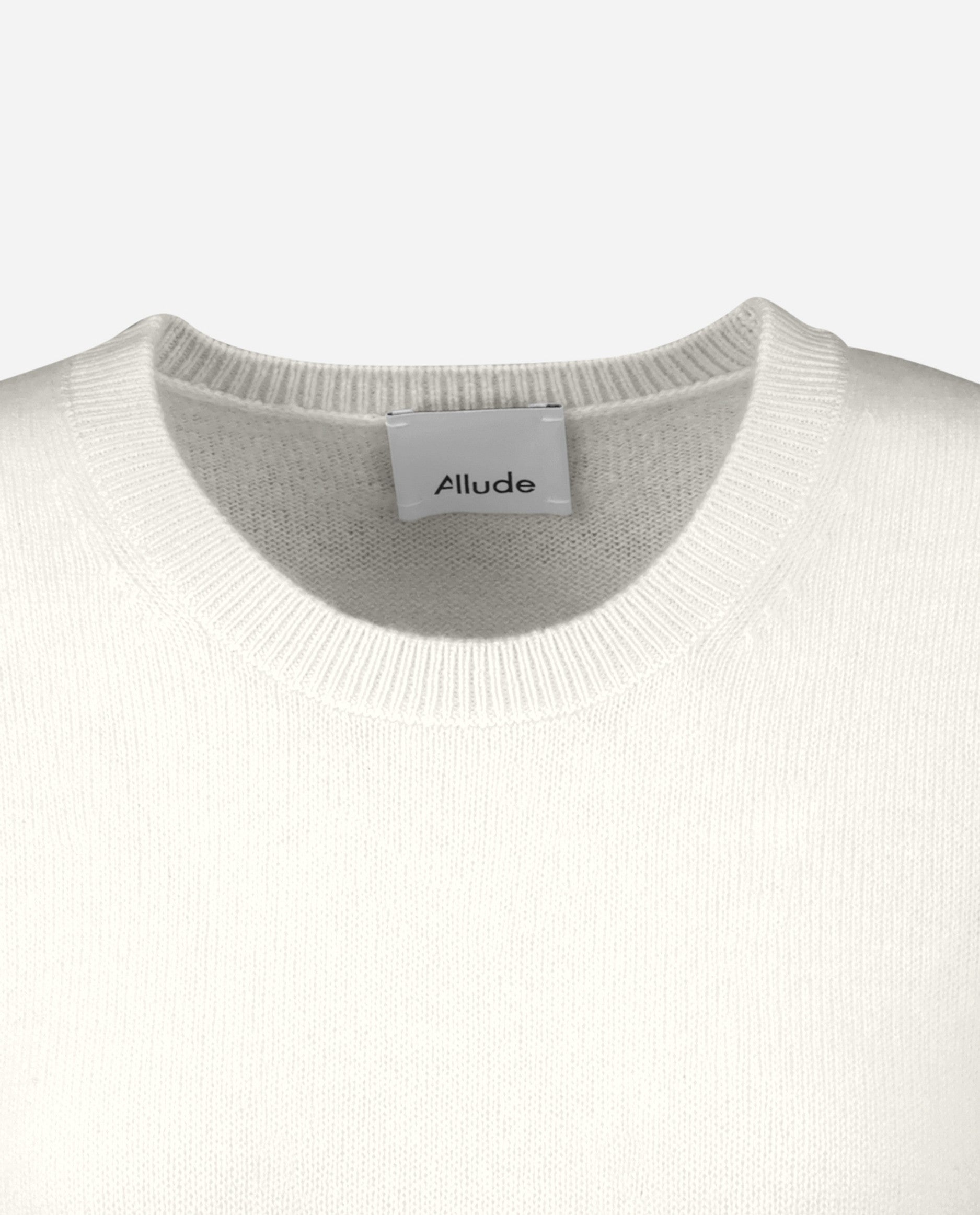 242-11171-40-S_4 - Allude - 1/4 Arm 100% Cashmere Active Cashmere Damen mittelschwerer Strick Pullover Rundhalsausschnitt SAPG::242-11171 Sommer 2024 Taillierter Schnitt Weiß