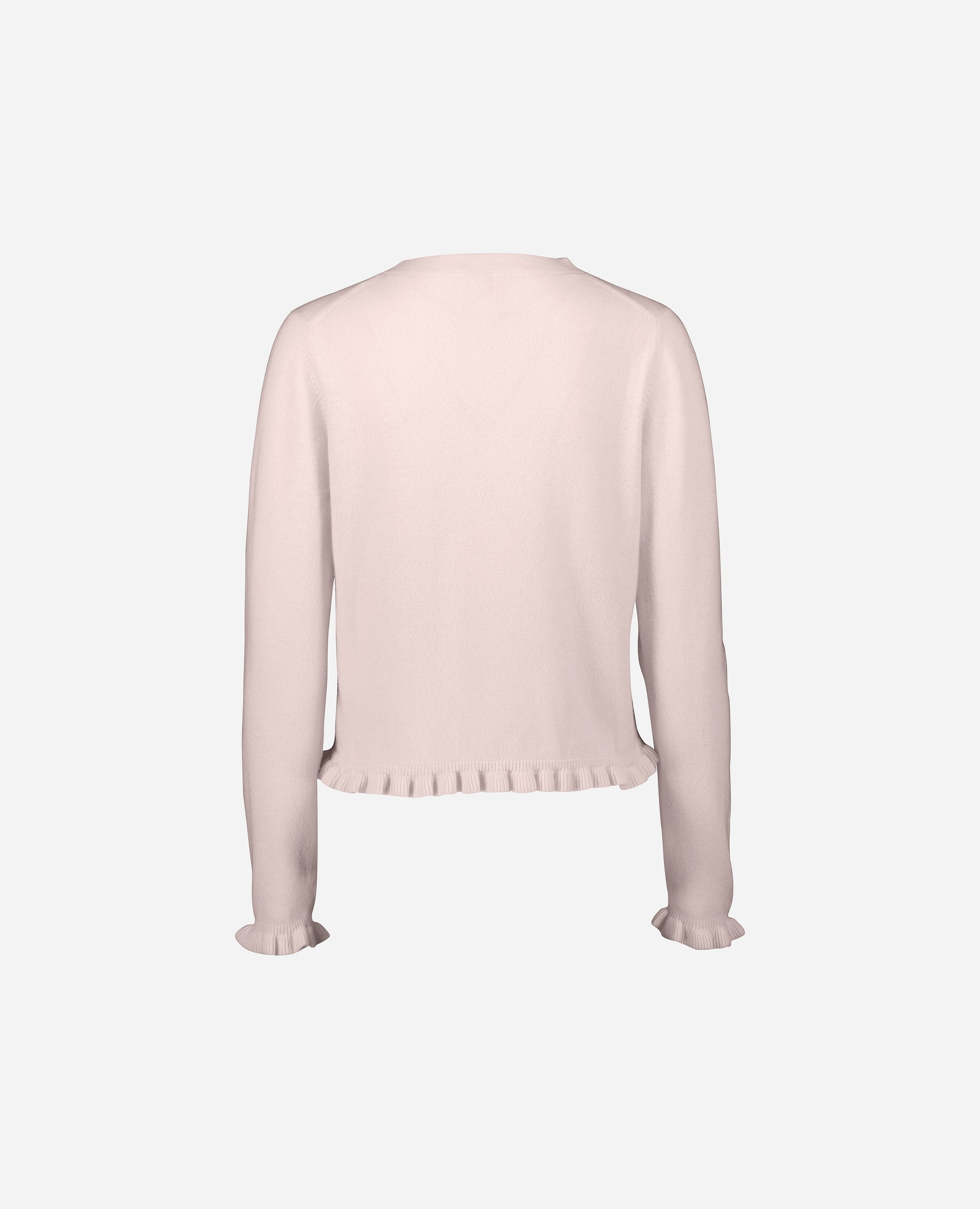 242-17051-60-S_2 - Allude - 30% Cashmere 70% Wolle Damen Feinstrick Kastiger Schnitt Langarm Rose SAPG::242-17051 Sommer 2024 Strickjacke V-Ausschnitt Wolle