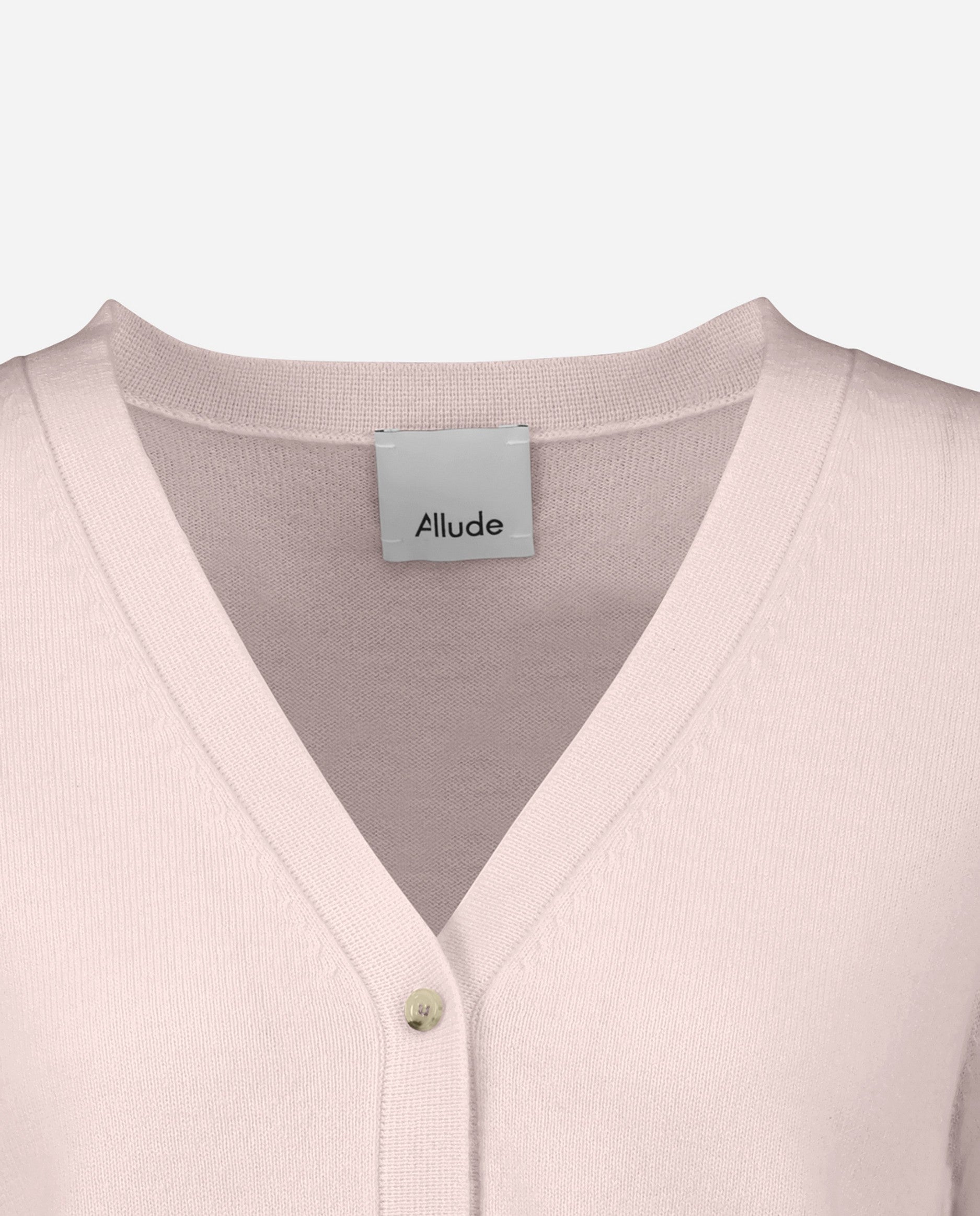 242-17051-60-S_4 - Allude - 30% Cashmere 70% Wolle Active Damen Feinstrick Kastiger Schnitt Langarm Rose SAPG::242-17051 Sommer 2024 Strickjacke V-Ausschnitt Wolle