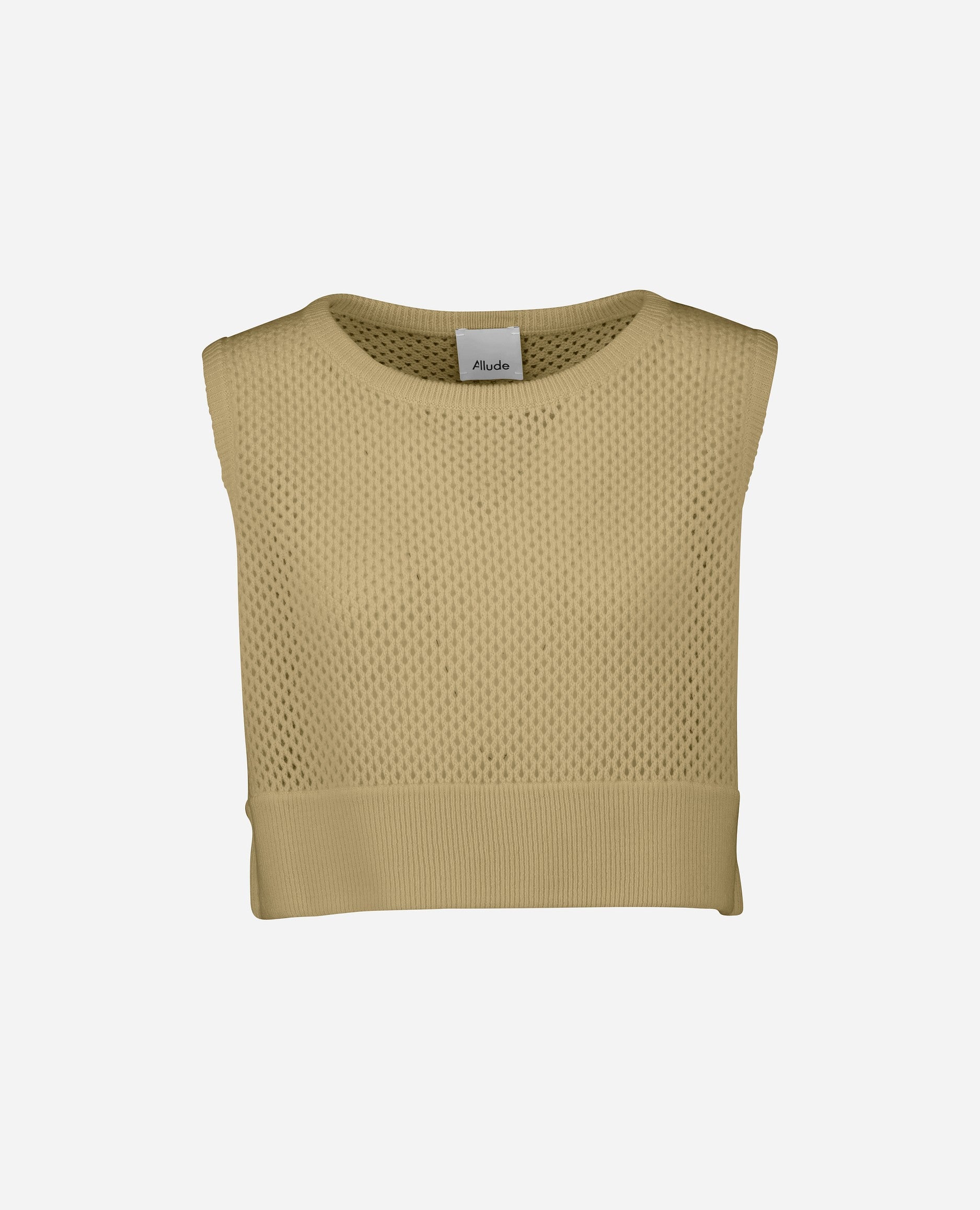 242-17063-43-S_1 - Allude - 30% Cashmere 70% Wolle Active Beige Damen Kastiger Schnitt mittelschwerer Strick SAPG::242-17063 Sommer 2024 Top Wolle
