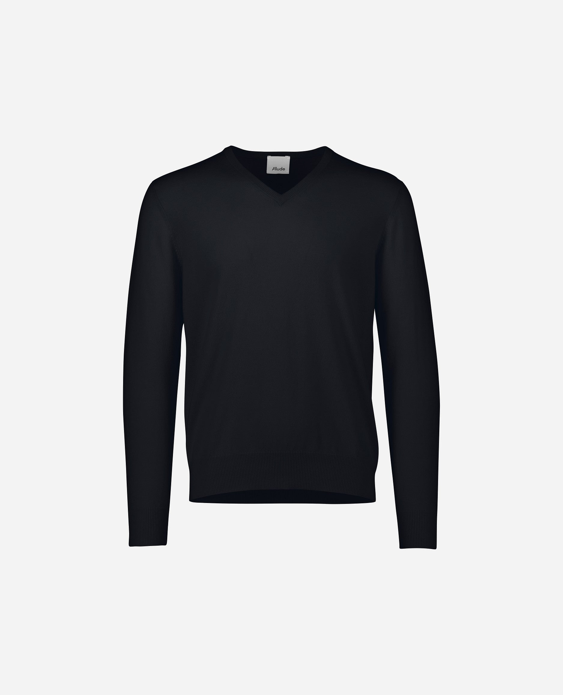 242-30020-14-1_04e887f2-1037-4f94-a82f-17a8dfa6c928 - Allude - 100% Cashmere Active Cashmere Feinstrick Flachstrick Herren Langarm Navy NOS Pullover SAPG::101-30020 V-Ausschnitt