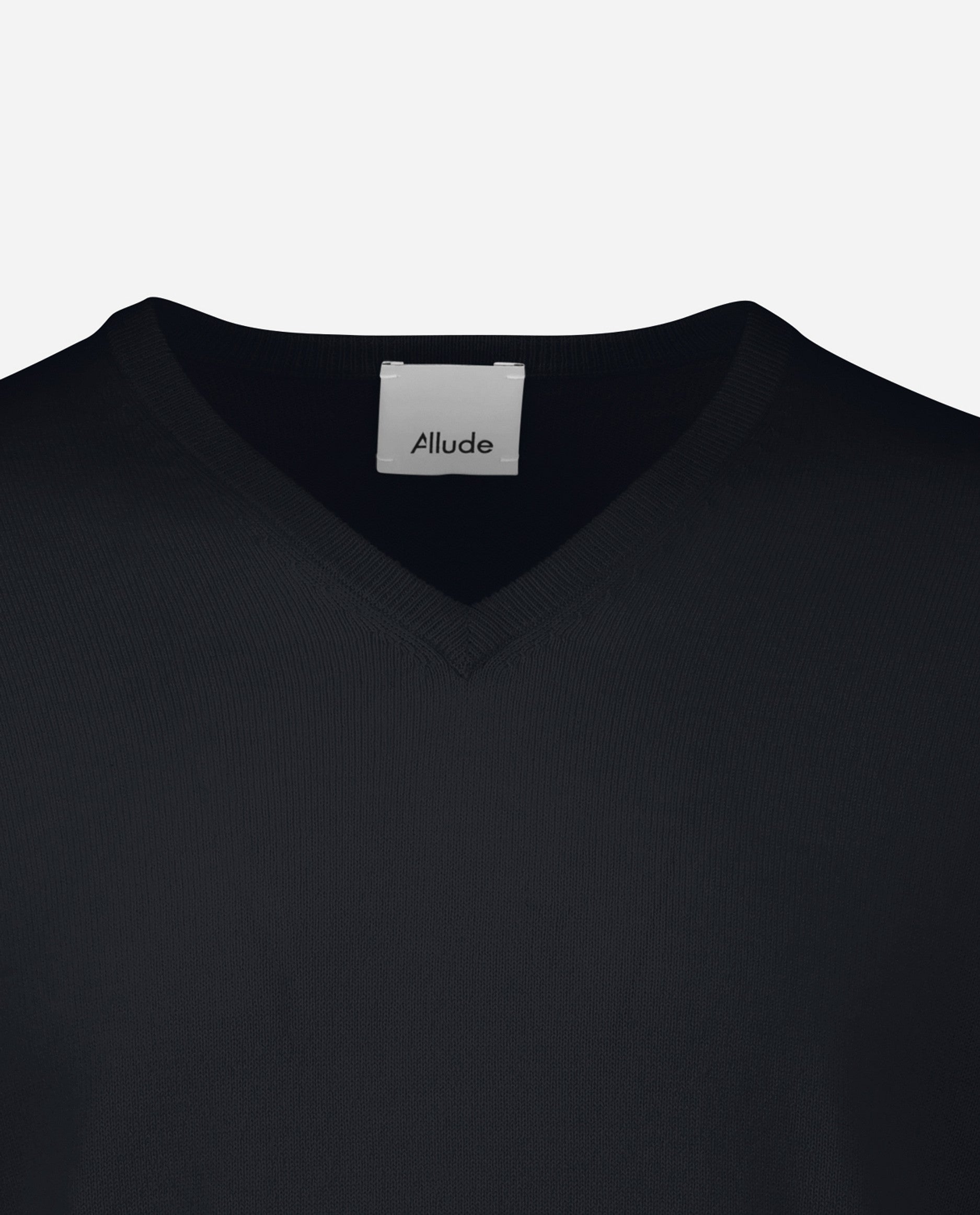 242-30020-14-4_6e508250-8493-4e63-975c-cdddd163a42b - Allude - 100% Cashmere Active Cashmere Feinstrick Flachstrick Herren Langarm Navy NOS Pullover SAPG::101-30020 V-Ausschnitt