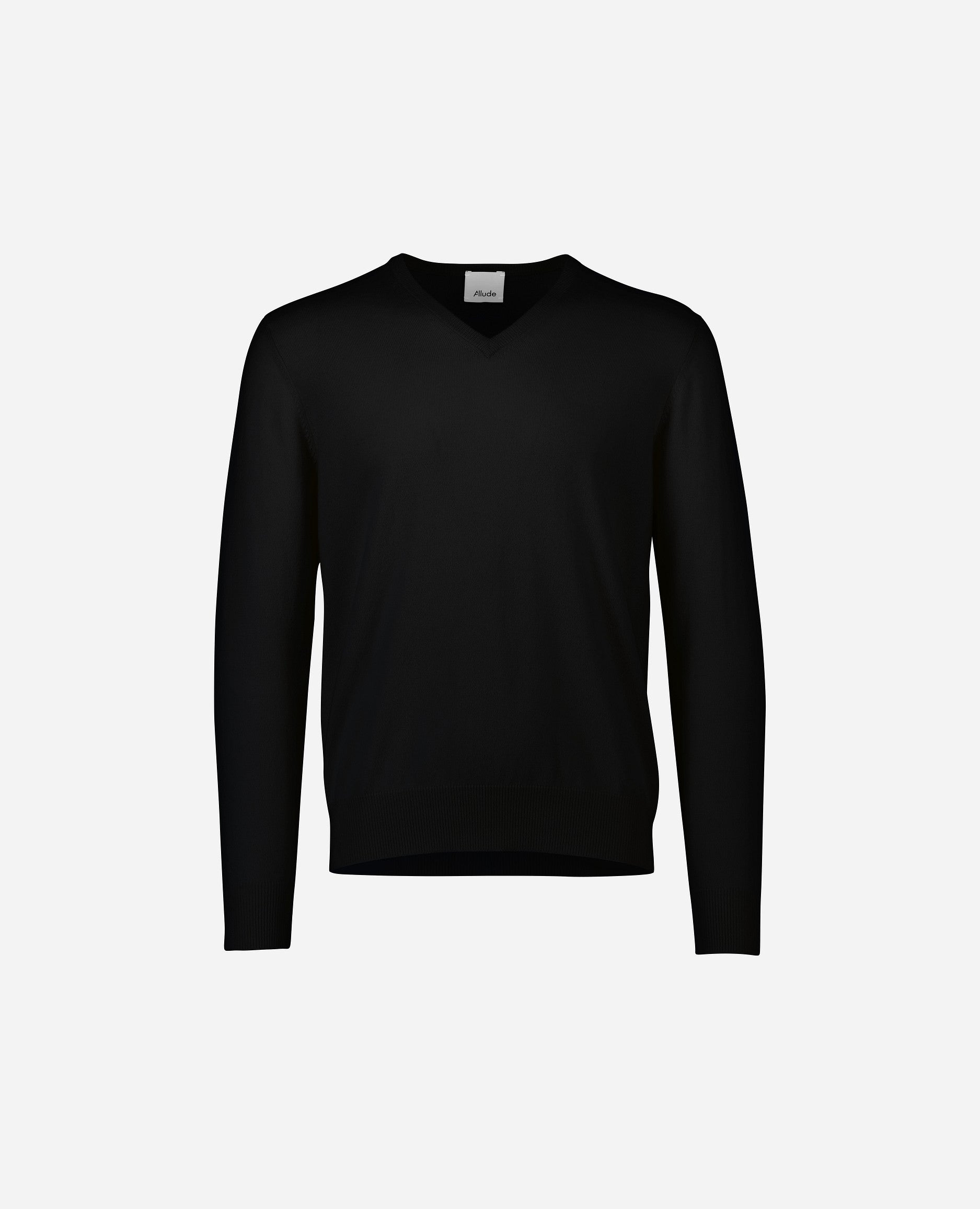 242-30020-90-1 - Allude - 100% Cashmere Active Cashmere Feinstrick Flachstrick Herren Langarm NOS Pullover SAPG::101-30020 Schwarz V-Ausschnitt