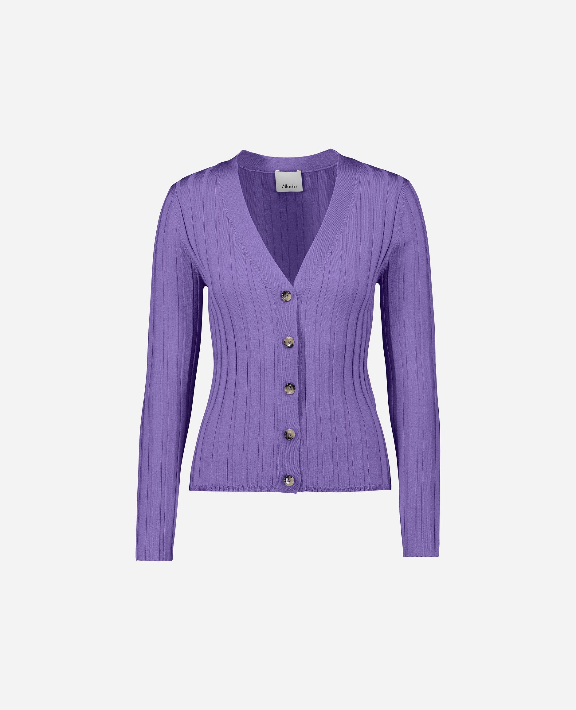 Purple wool V neck cardigan