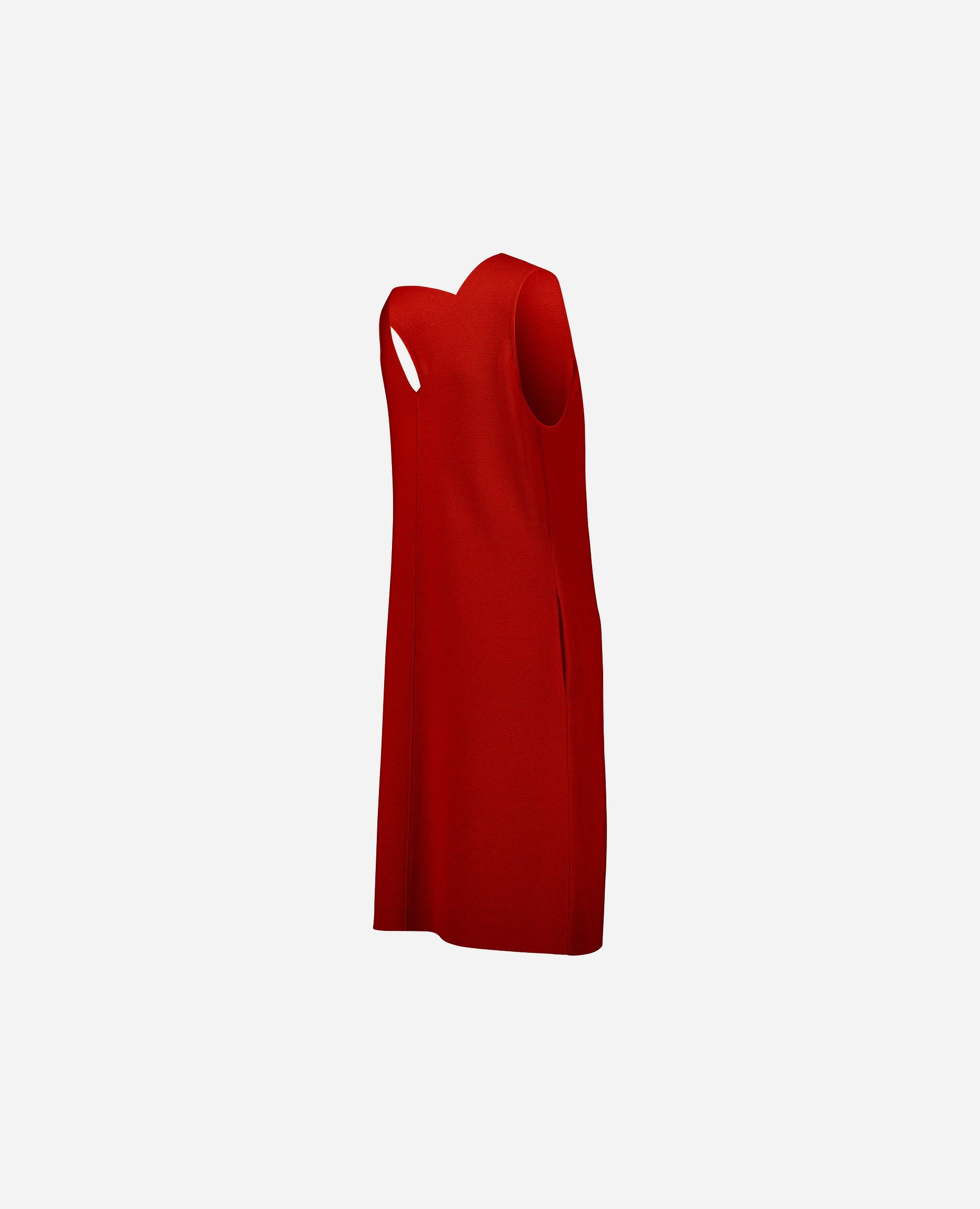 242-64041-464-S_5 - Allude - 100% Wolle (Merino) A-Form Damen Feinstrick Kleider Rot SAPG::242-64041 Sommer 2024 V-Ausschnitt Wolle