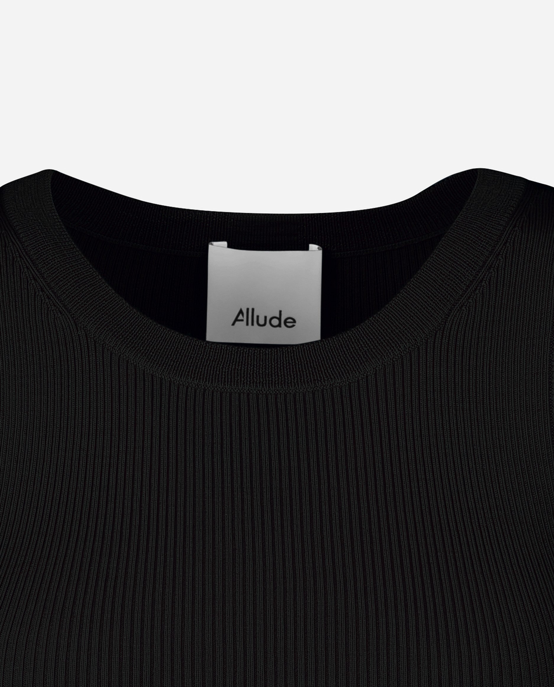 242-64063-490-S_4 - Allude - 100% Wolle (Merino) Active Damen Enger Schnitt Feinstrick Rundhalsausschnitt SAPG::242-64063 Schwarz Sommer 2024 Top Wolle